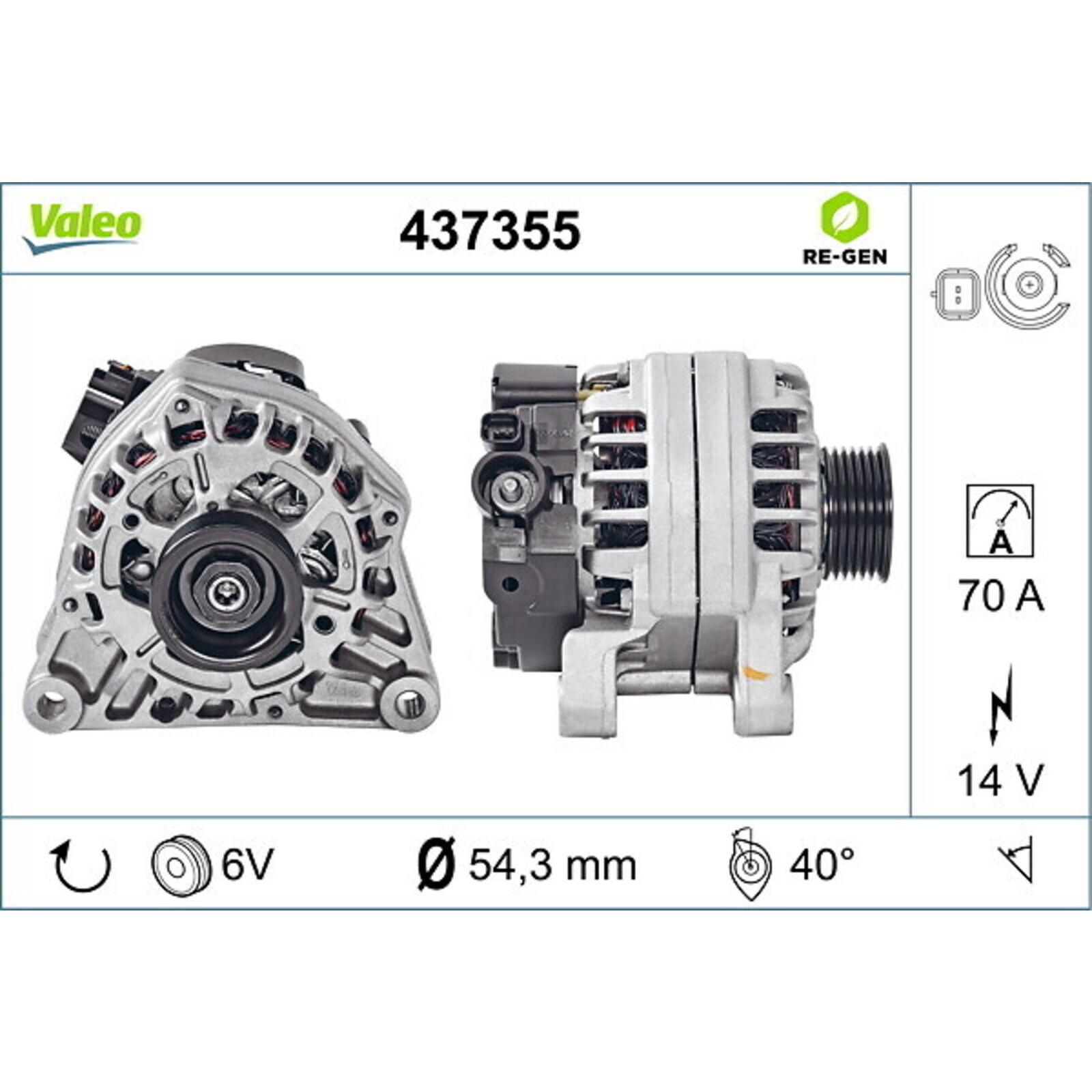 VALEO Alternator VALEO RE-GEN REMANUFACTURED