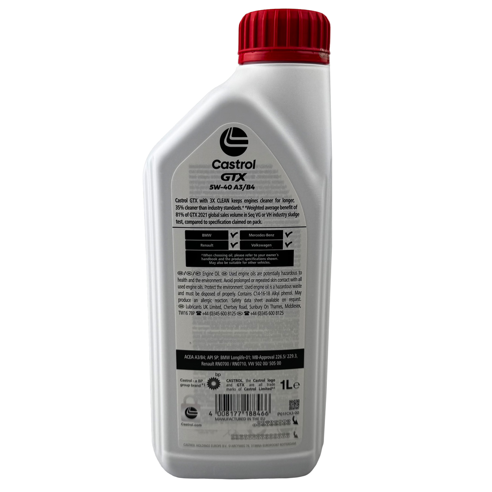 7L Castrol Motoröl GTX 5W-40 ACEA A3/B4 BMW LL-01 VW 502.00 505.00 MB 229.3 Ö