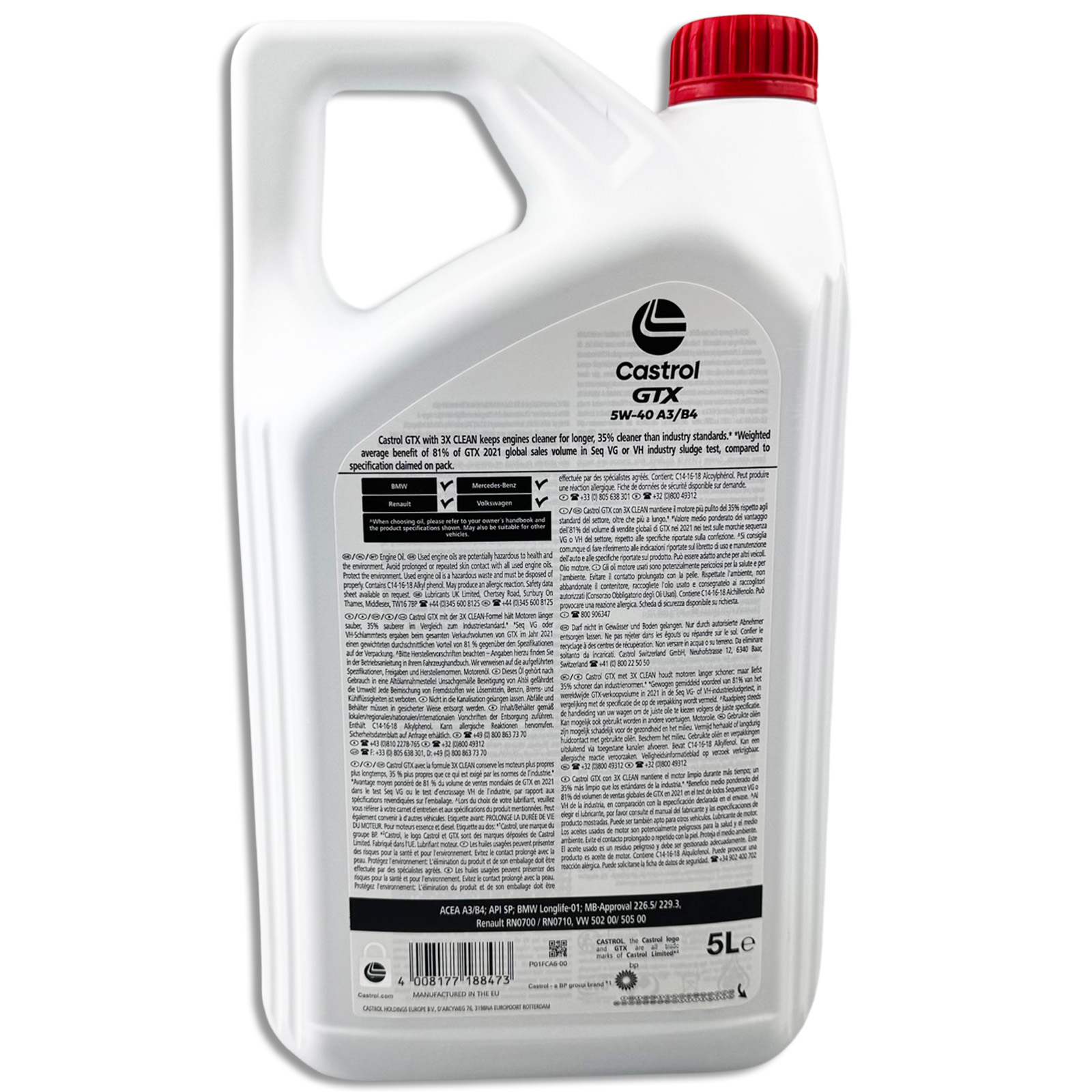 7L Castrol Motoröl GTX 5W-40 ACEA A3/B4 BMW LL-01 VW 502.00 505.00 MB 229.3 Ö