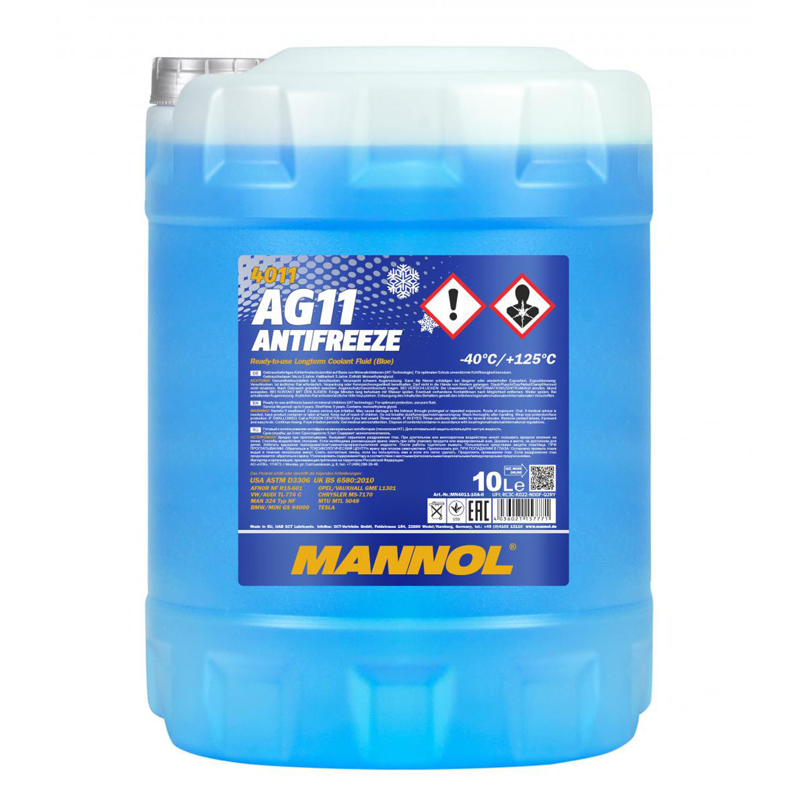 Mannol Kühlerfrostschutz Kühlmittel AG11 blau bis -40° Frostschutz 10L MN4011-10