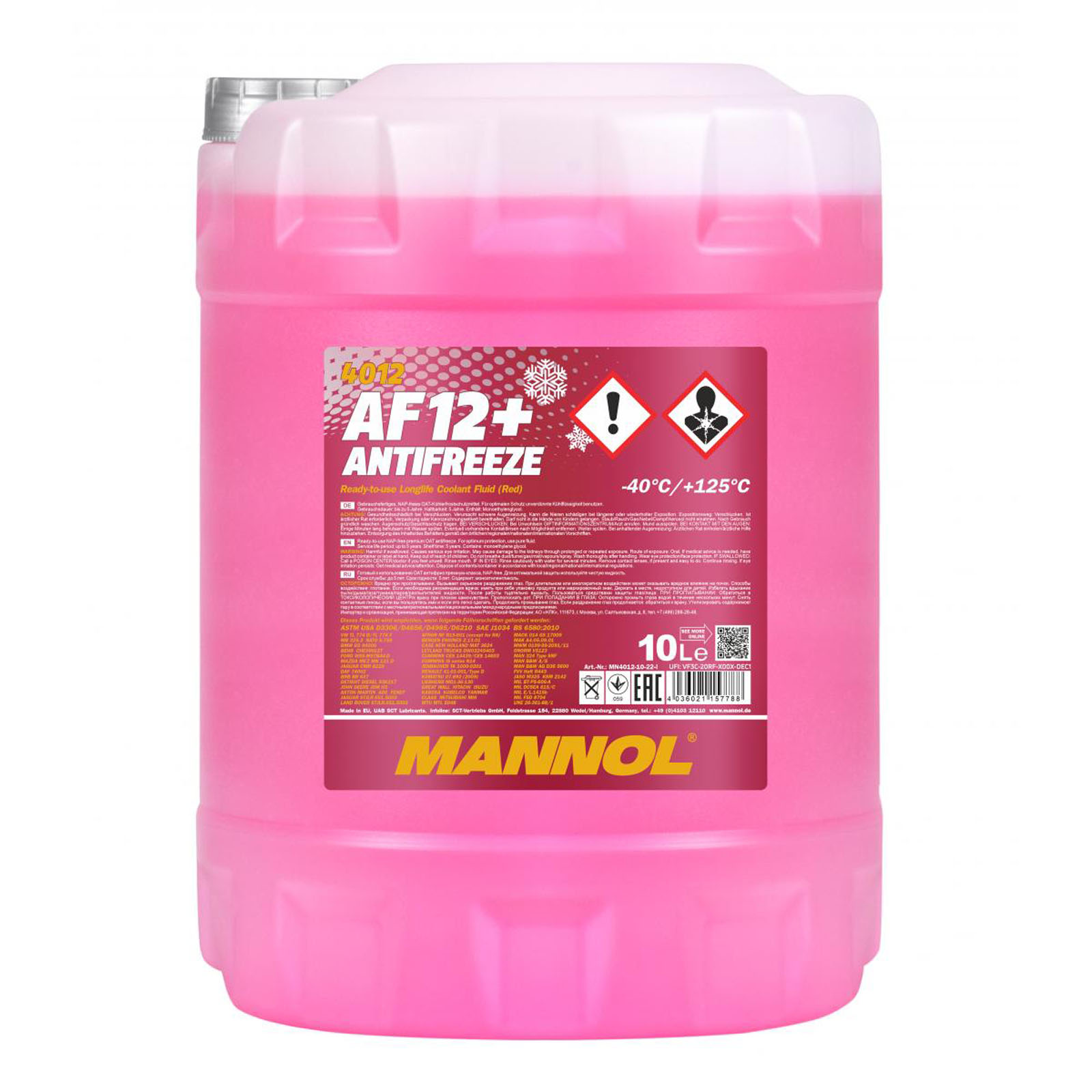 Mannol MN4012-10 Antifreeze G12+ Kühlerfrostschutz 10L Rot AF12+ bis - 40°C