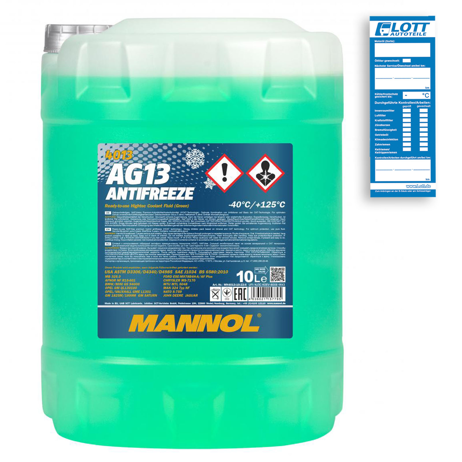 Mannol Hightech Antifreeze Kühlmittel Kühlerfrostschutz grün AG13 bis -40°C 10L