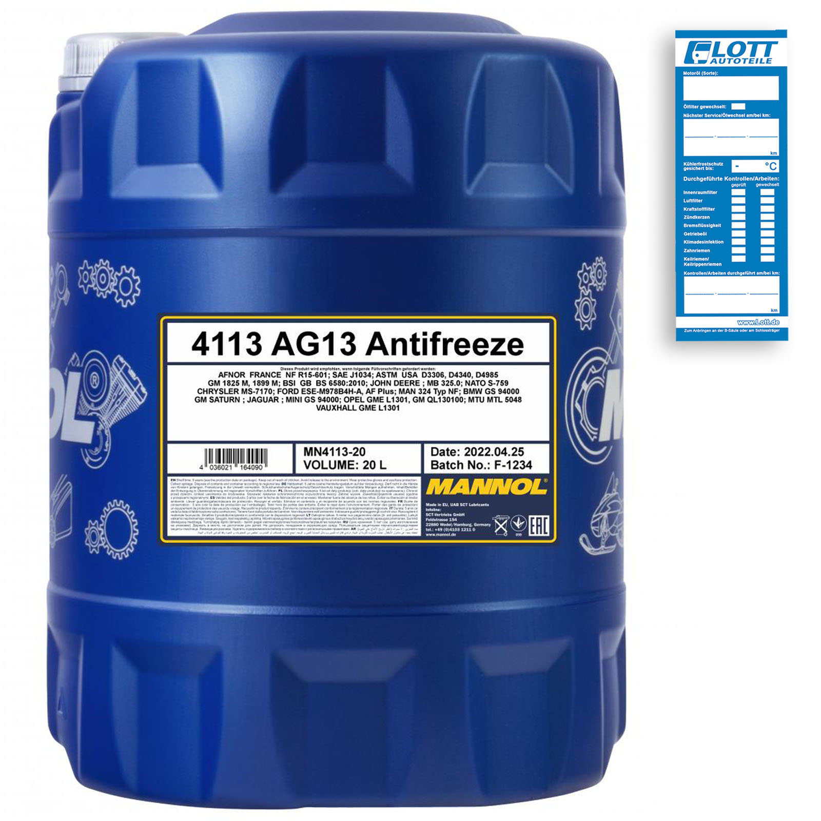 20L MANNOL Antifreeze AG13 Frostschutz Konzentrat Kühlerfrostschutz