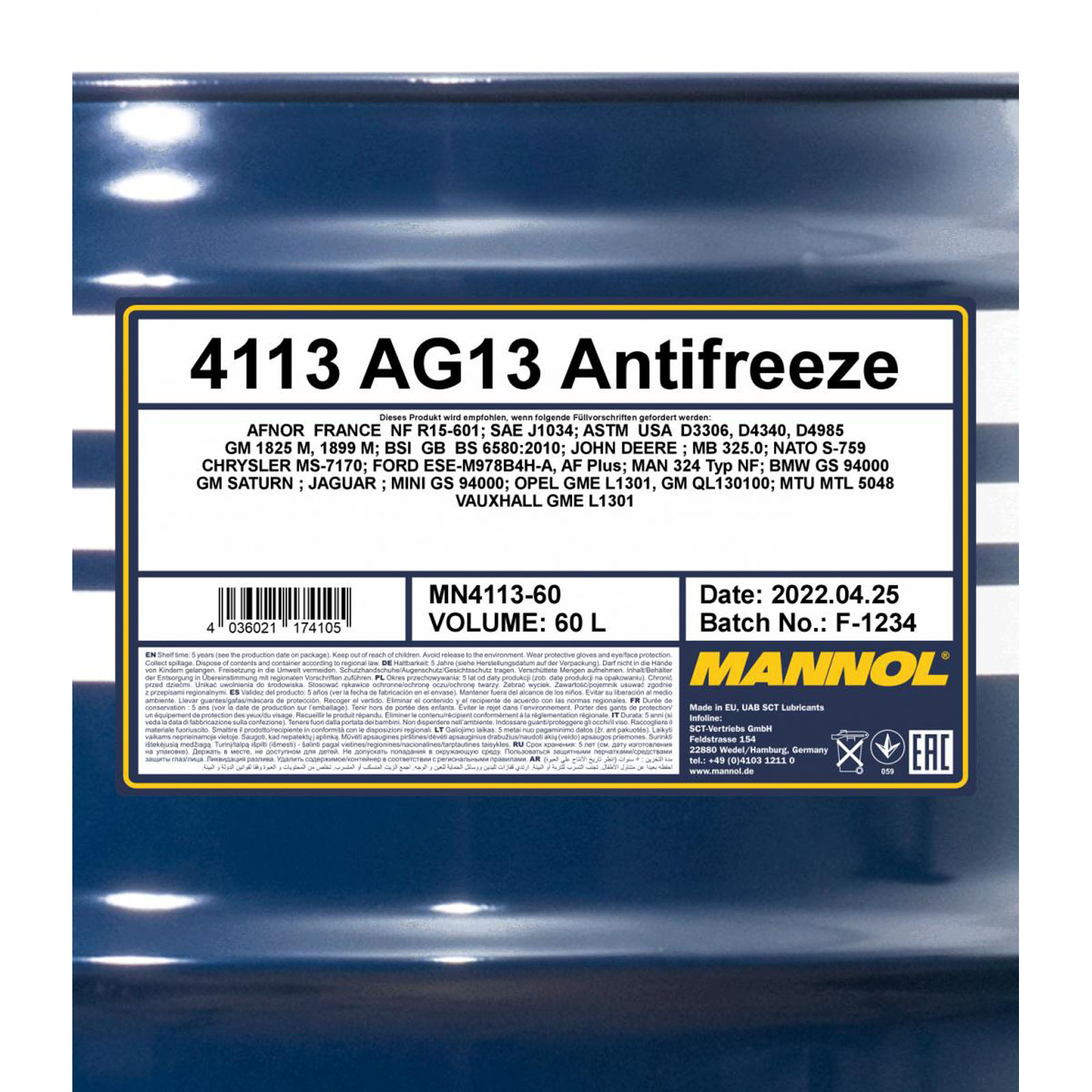 60L MANNOL Antifreeze AG13 Frostschutz Konzentrat Kühlerfrostschutz