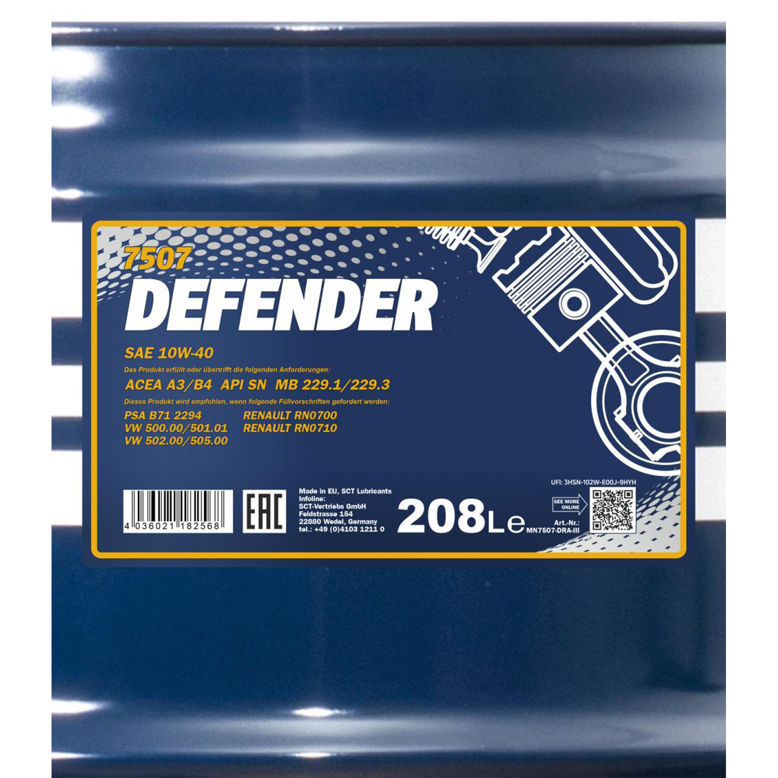 208L Mannol Defender 10W-40