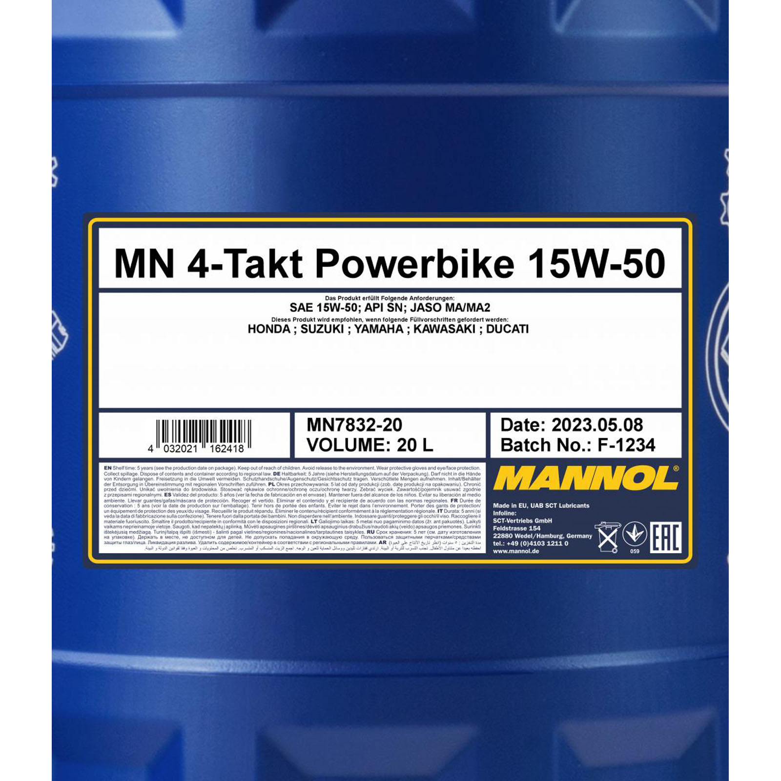 20L MANNOL 4-Takt Powerbike 15W-50 Motoröl Motorradöl