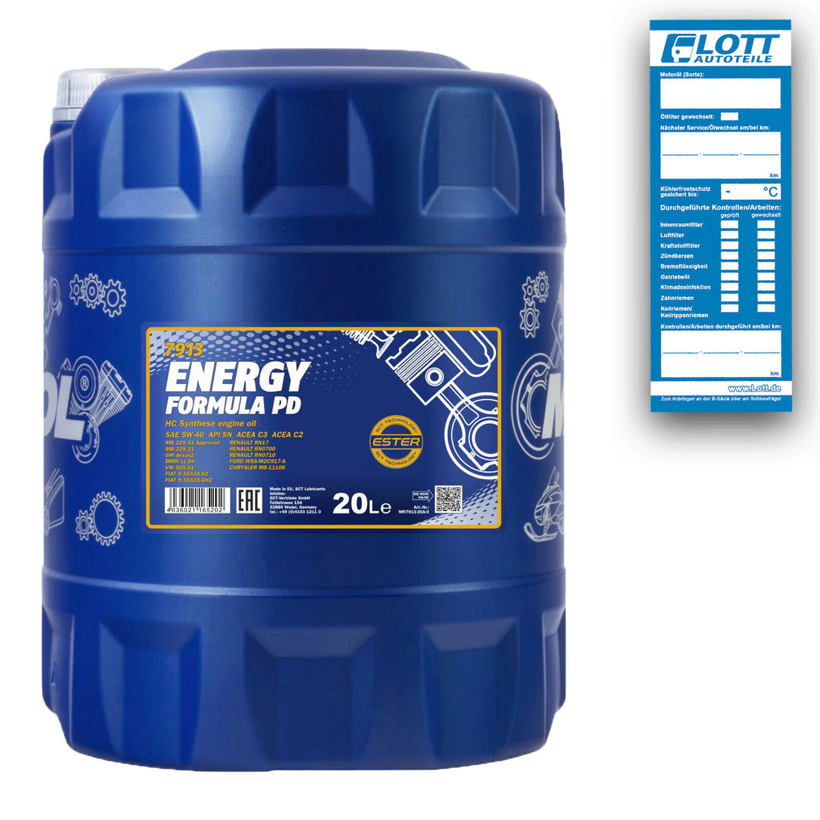 20L Mannol Motoröl Energy Formula PD 5W-40