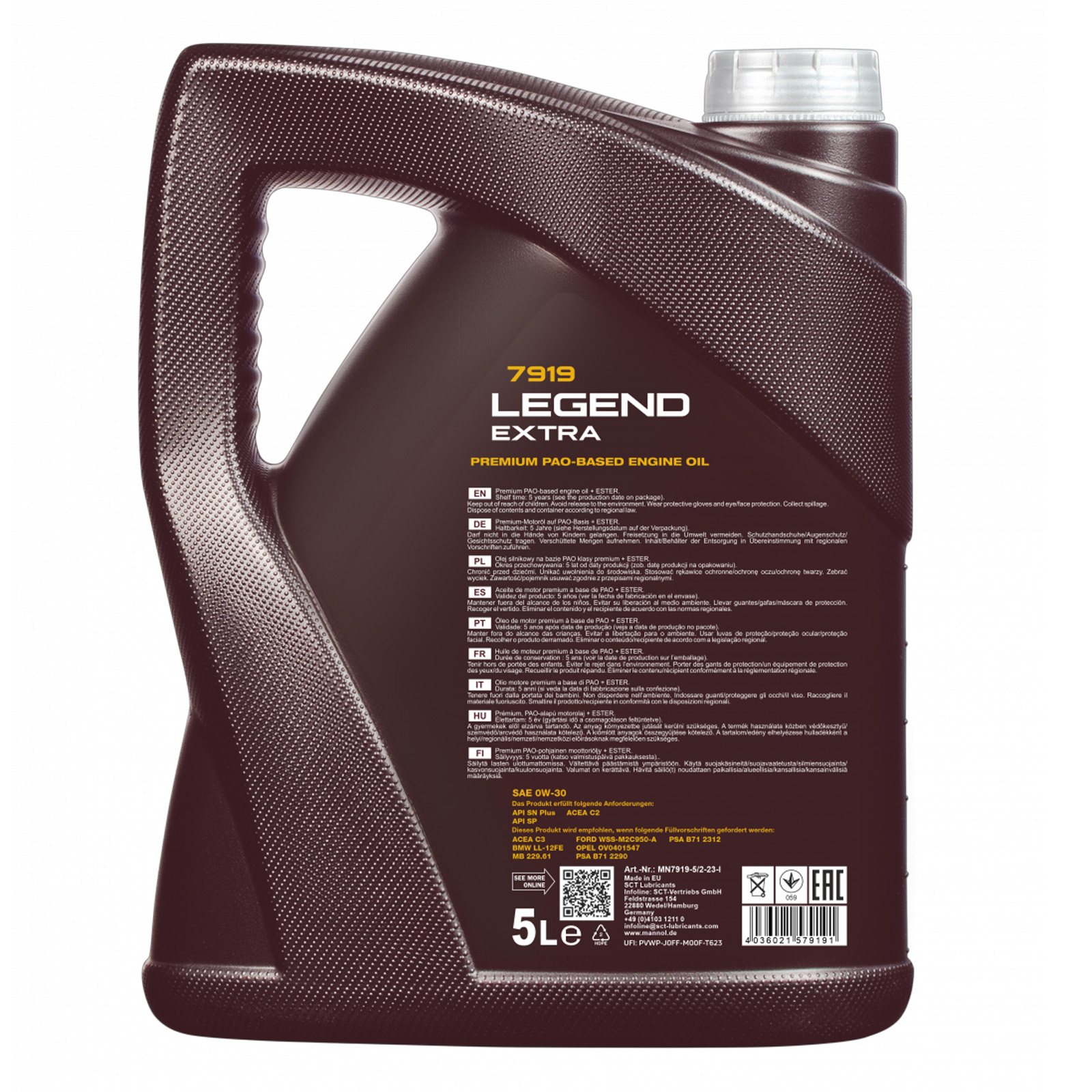 5L Mannol Legend Extra Motoröl 0W-30 + GRATIS 250ml Ceramo Ester Additiv