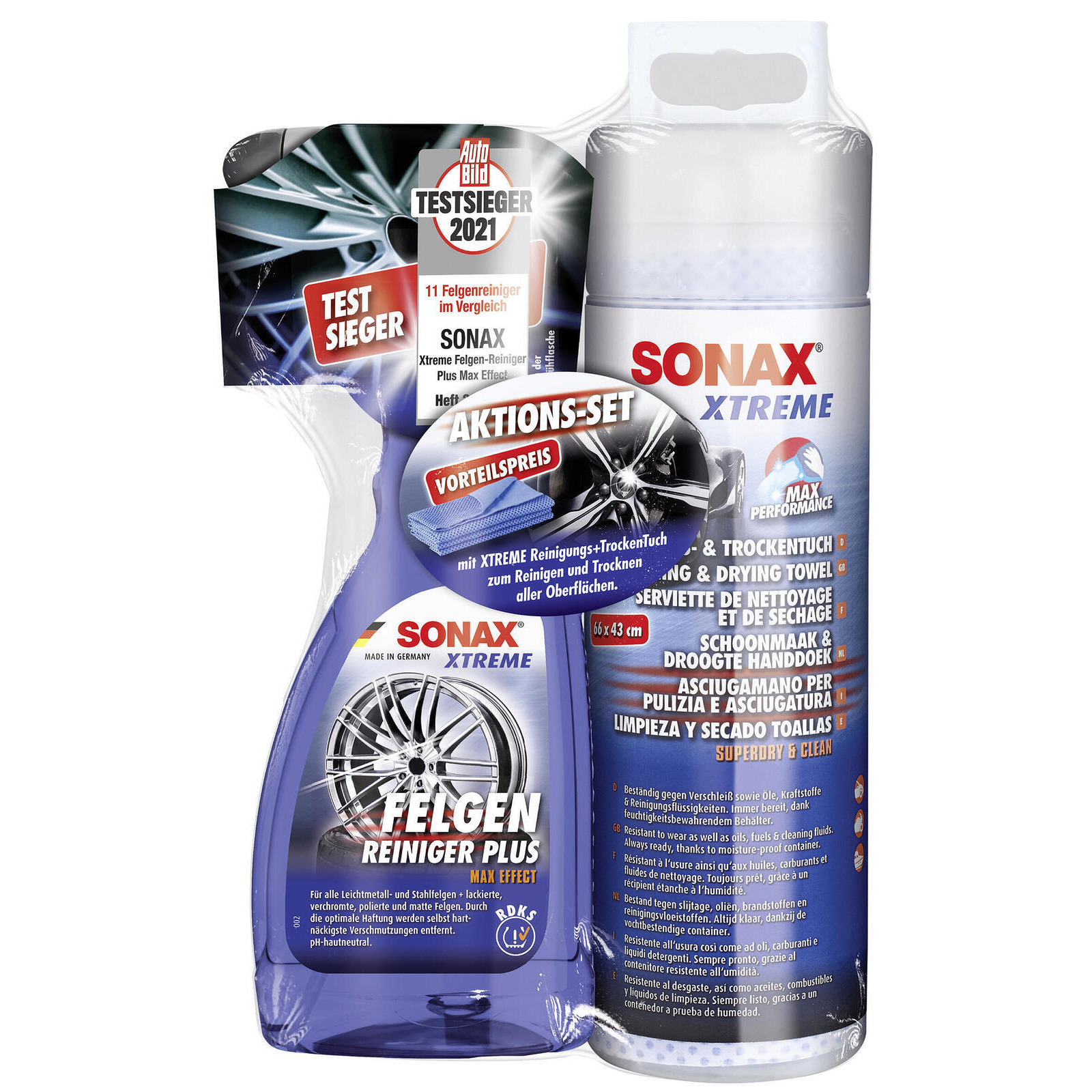 SONAX Rim Cleaner XTREME FelgenReiniger + XTREME Reinigungs+TrockenTuch Aktion