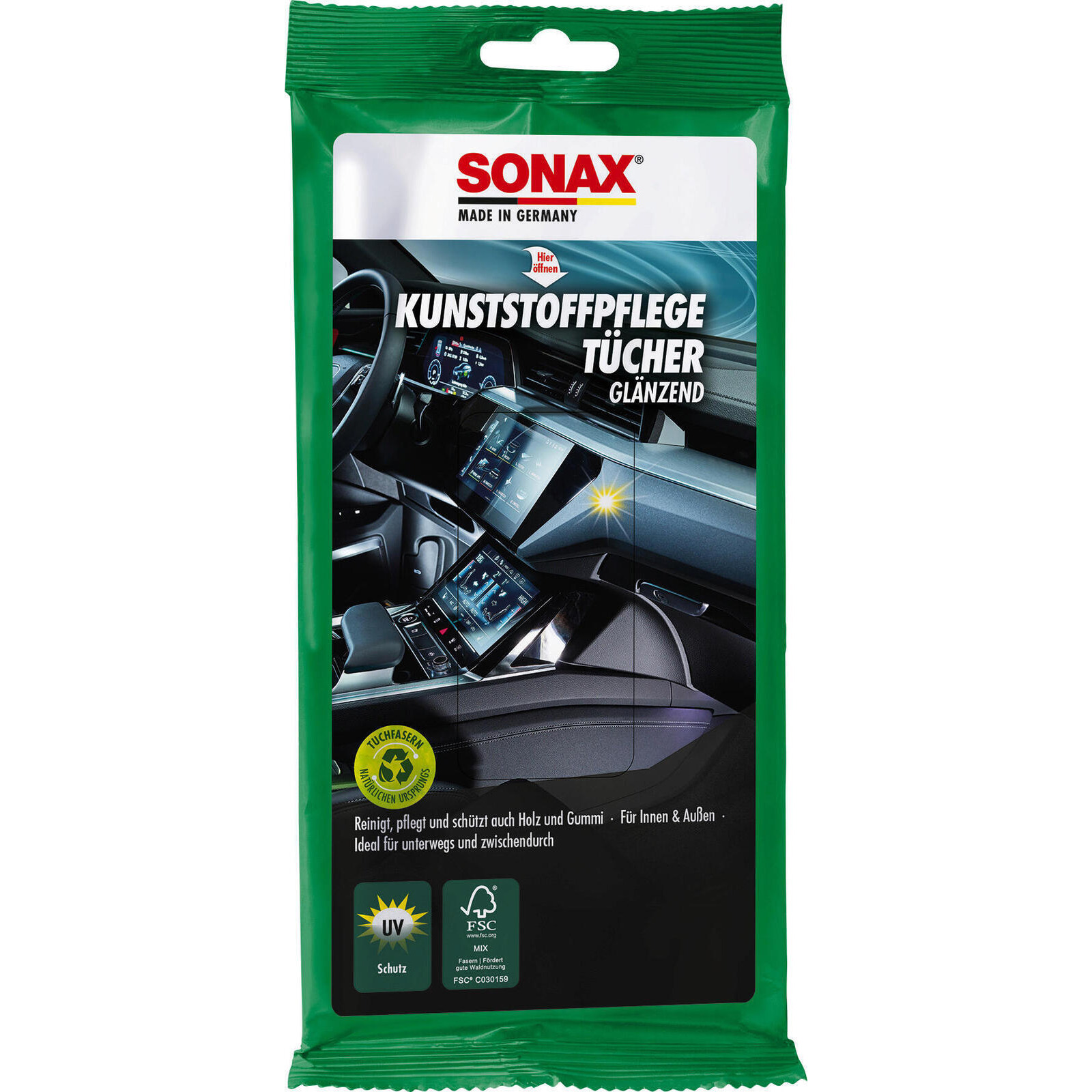 SONAX Kunststoffpflegemittel KunststoffPflegeTücher glänzend