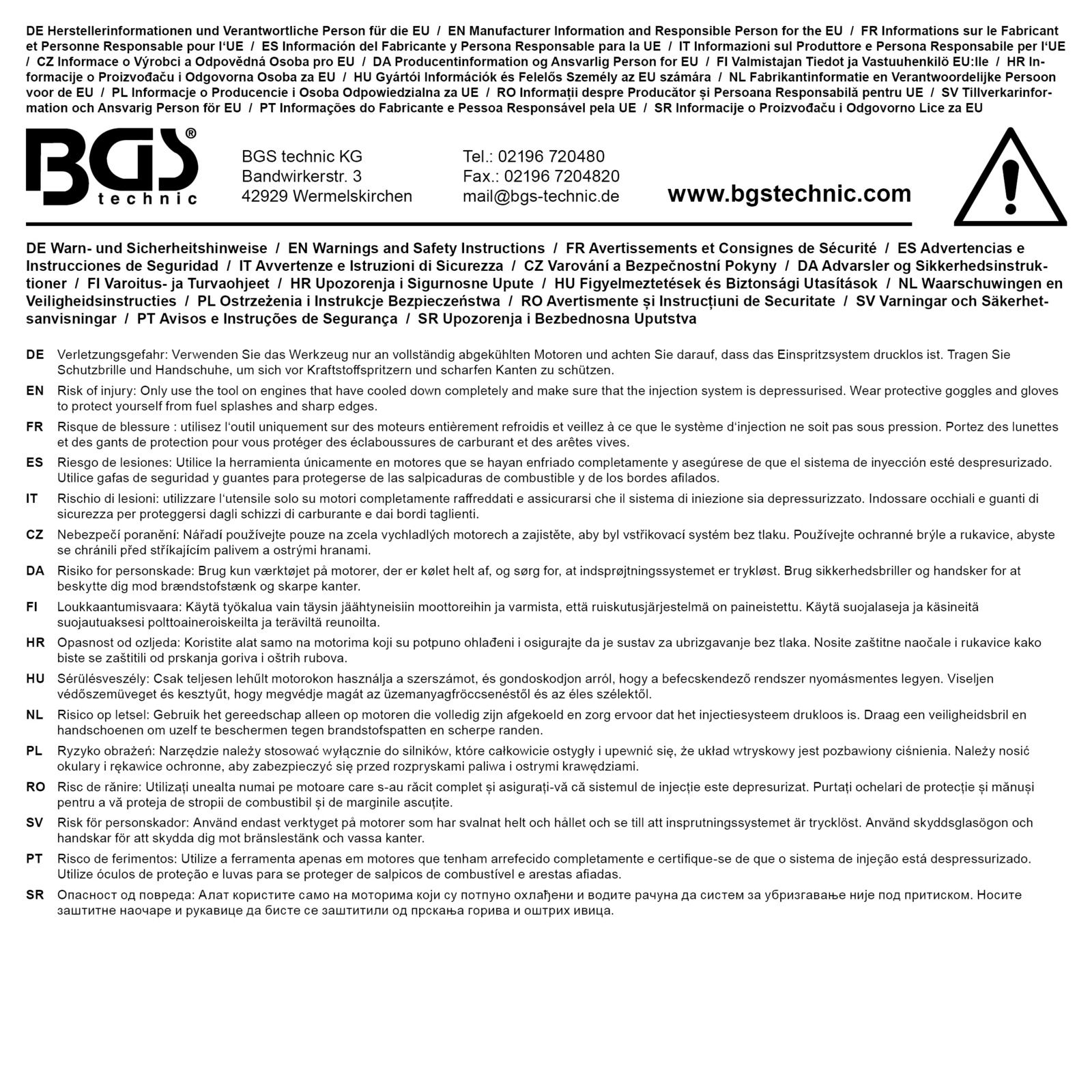 BGS Adapter, CR injector disassembly tool