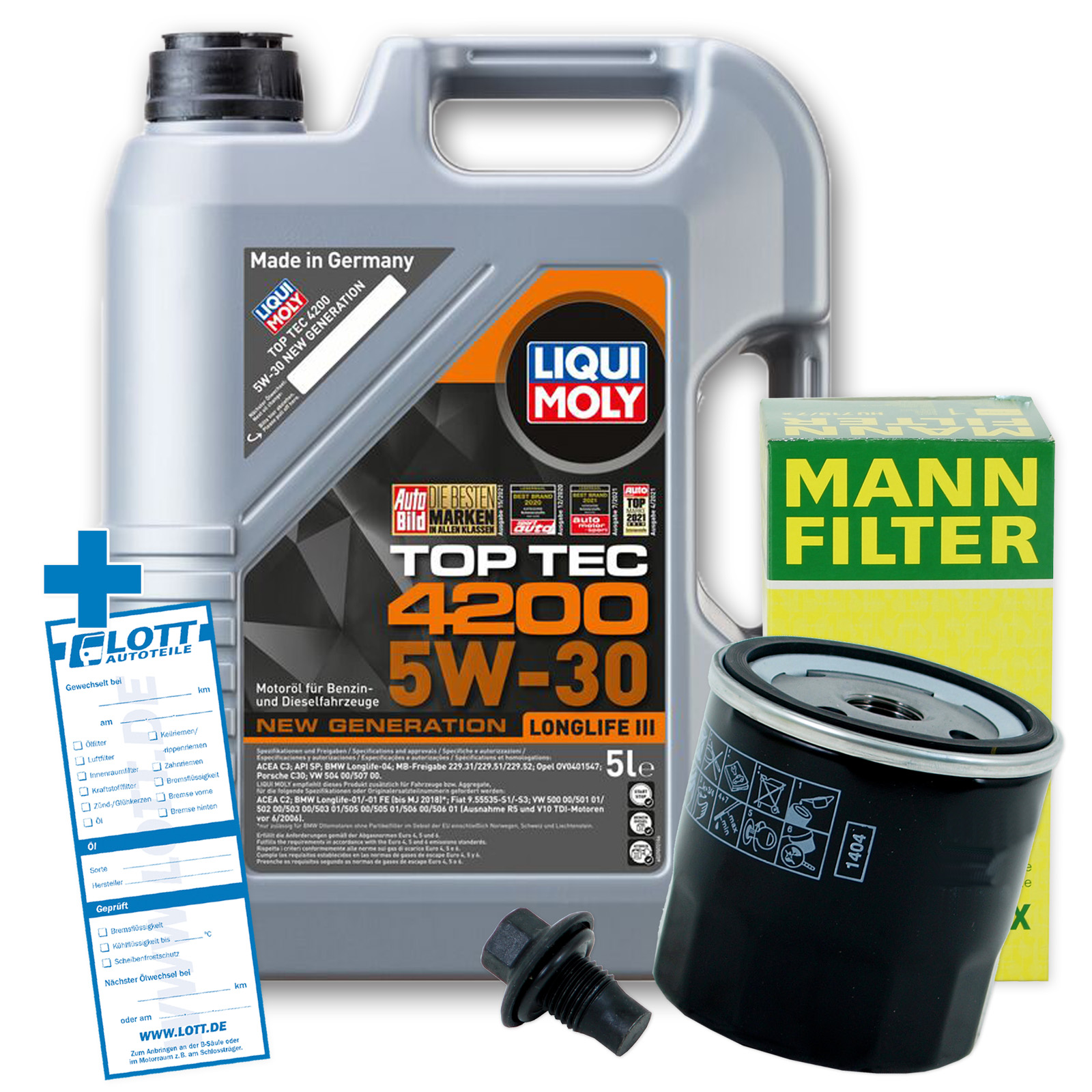 Ölwechsel Set 5L 5W30 Öl Motoröl LIQUI MOLY + MANN Ölfilter + Ablassschraube