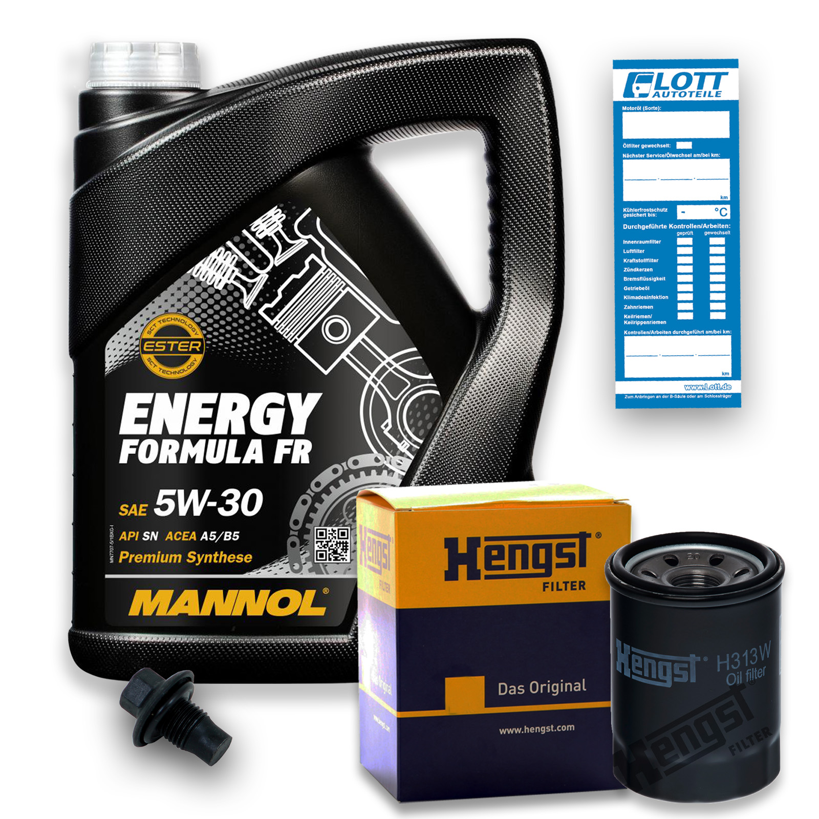 Mannol Inspektionskit Motoröl + HENGST Ölfilter + Ablassschraube