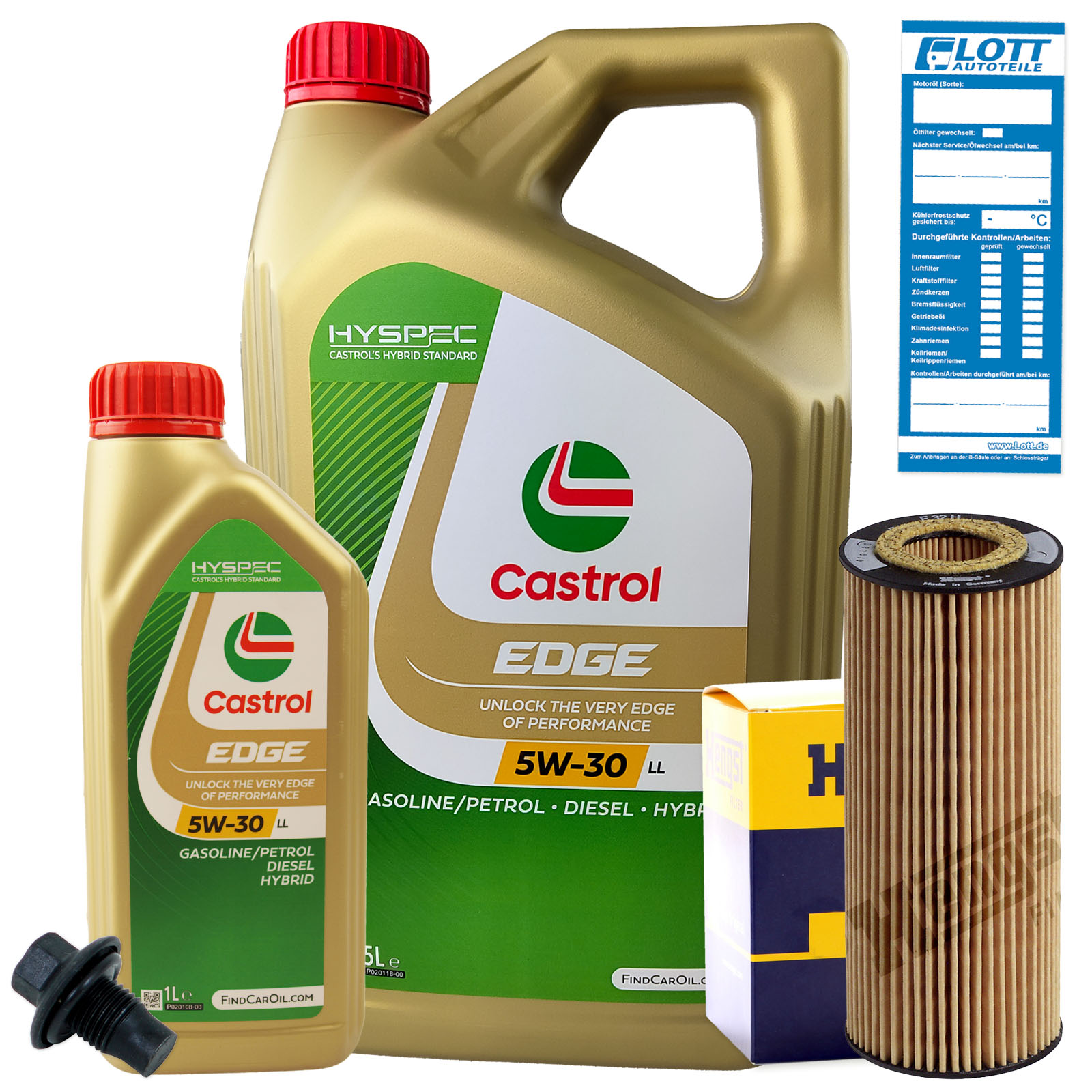 Ölwechsel Set Castrol Motoröl + Hengst Ölfilter + Ablassschraube