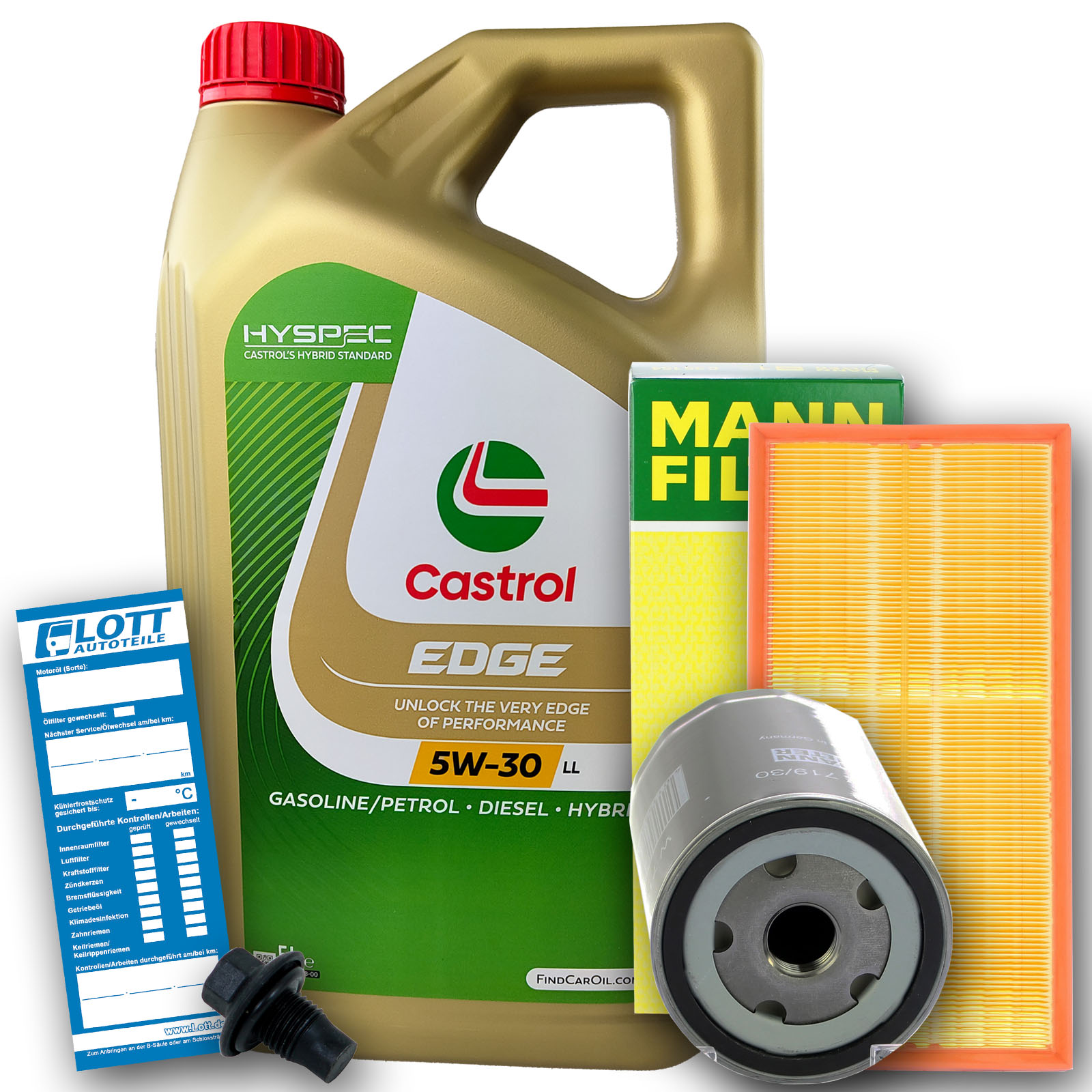 Castrol Motoröl + Ölfilter + Luftfilter + Ablassschraube