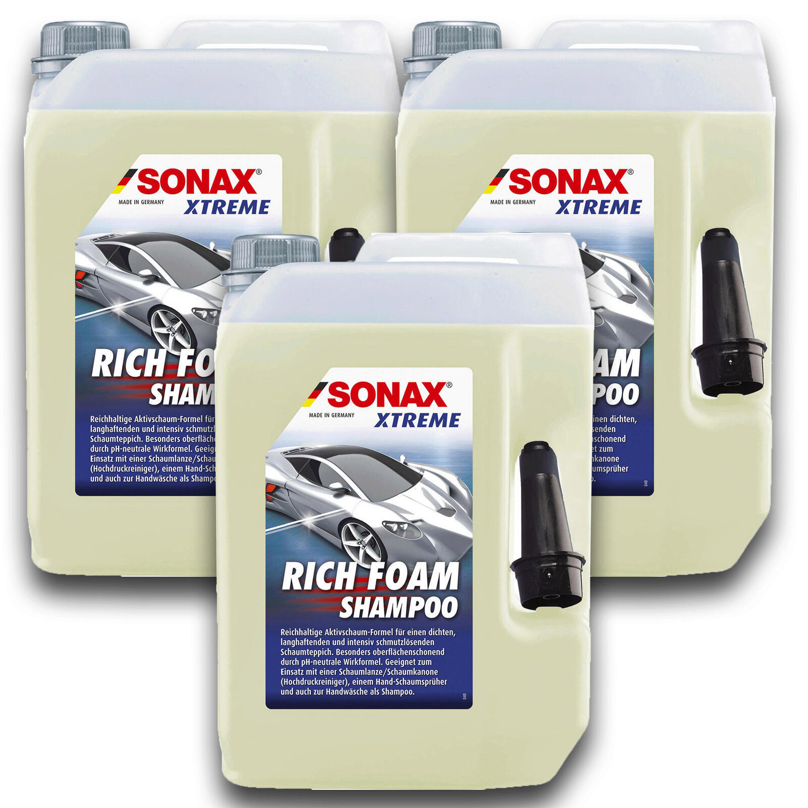 3x Sonax XTREME 02485000 Richfoam Shampoo Berry-Duft Aktivschaum Autoshampoo 5L