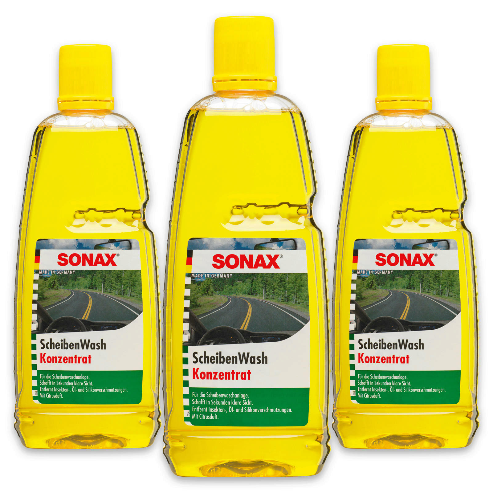 3x SONAX 02603000 ScheibenWash mit Citrusduft Scheibenreiniger Konzentrat 1 L