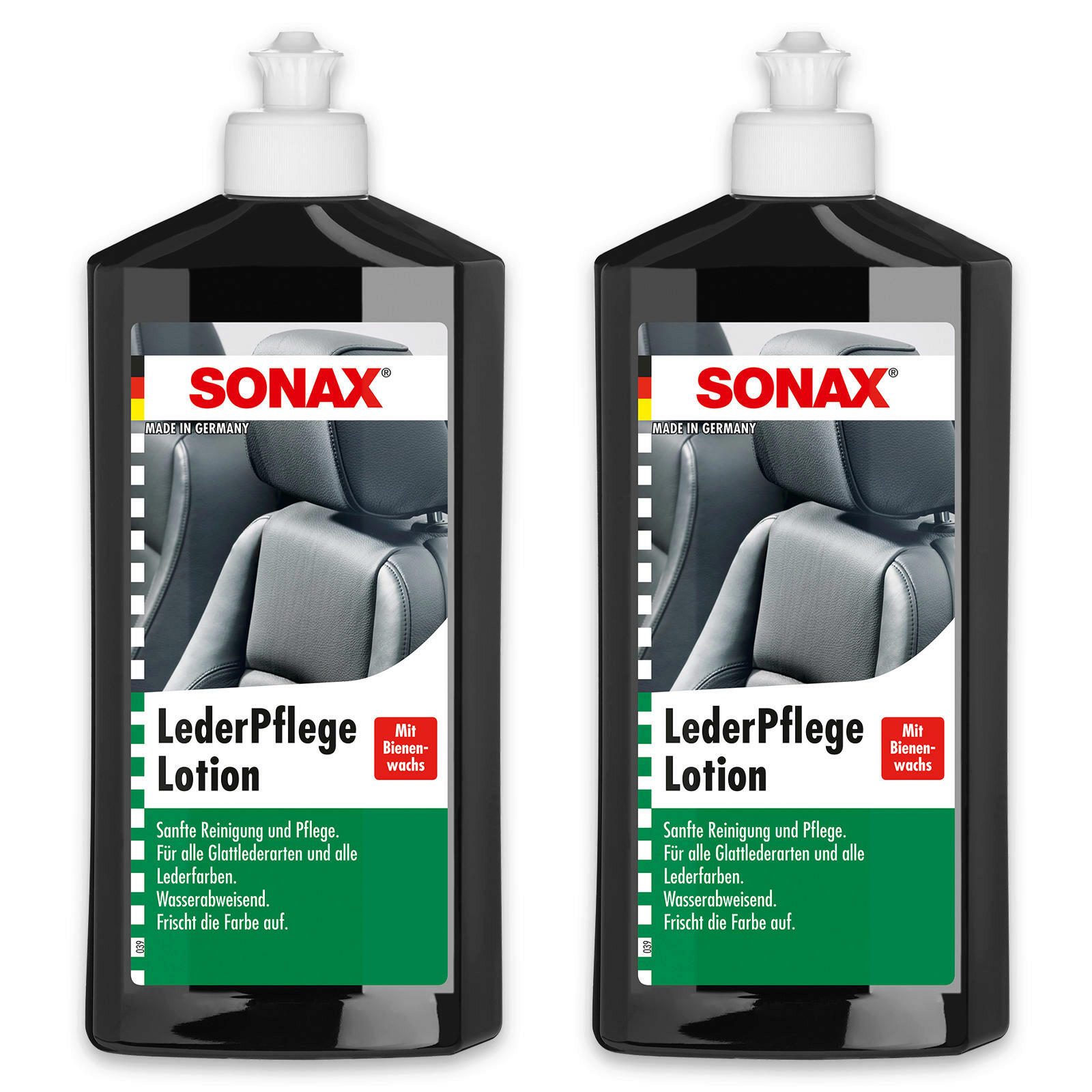 2x SONAX 02912000 LederPflege Lotion Lederbalsam Leder Kunsleder UV-Schutz 500ml