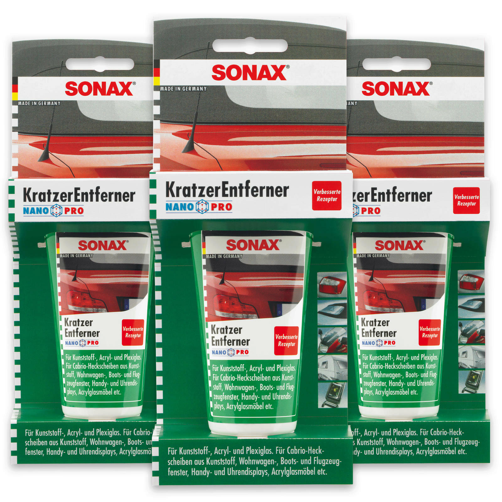 3x SONAX 03050000 KratzerEntferner Acryl-, Kunststoff-, & Plexiglas Politur 75ml