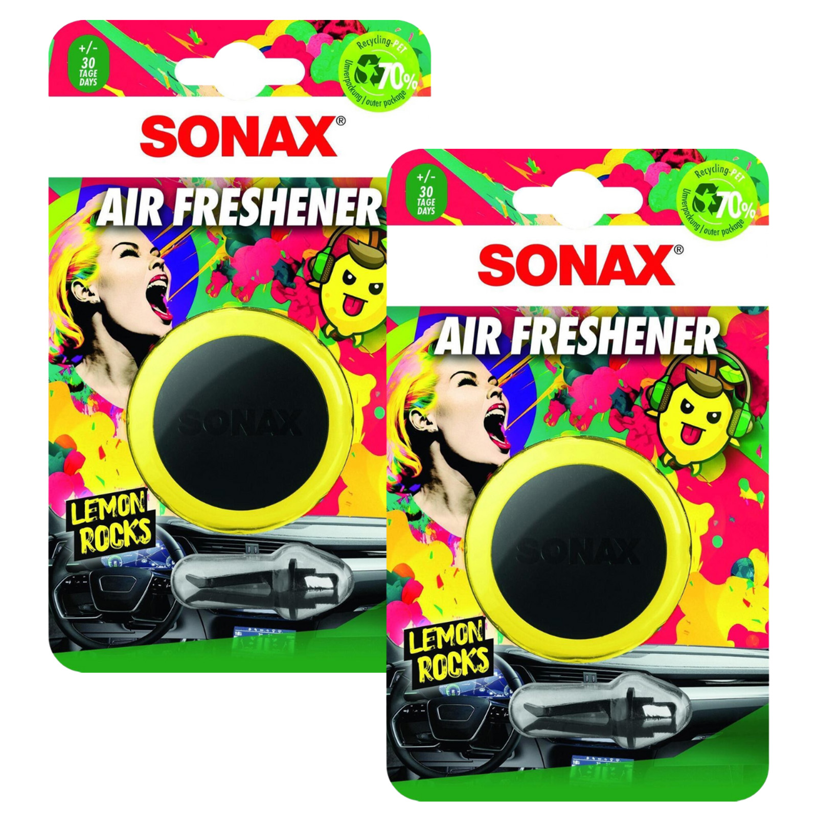 2x SONAX Lufterfrischer Air Freshener Lemon Rocks Autoerfrischer 03650410