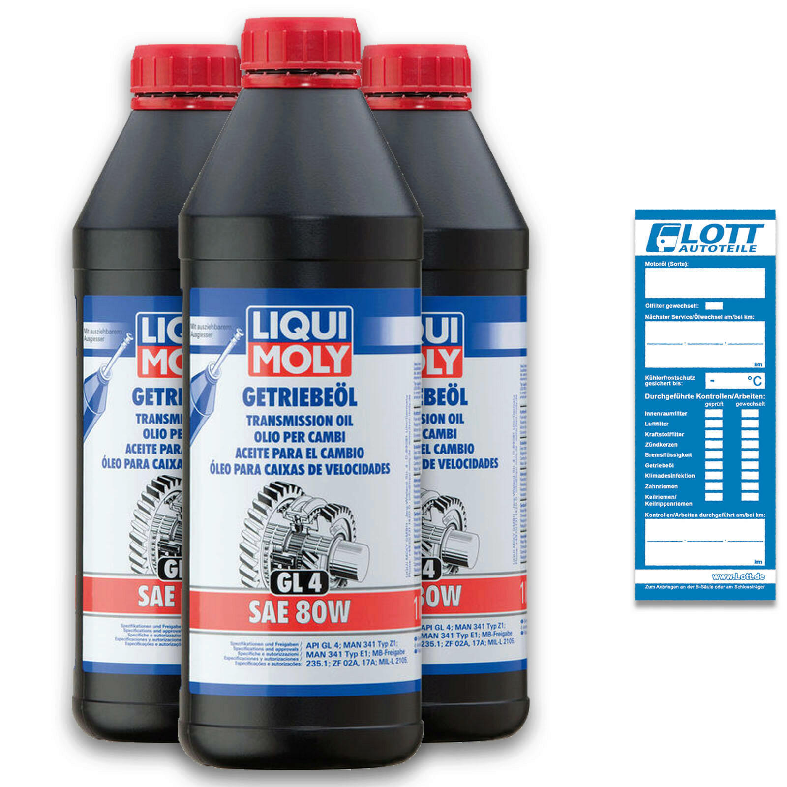 3x 1 Liter Liqui Moly Getriebeöl Getriebe-Ö Getriebe Ö GL4 SAE 80W 3 L 1020