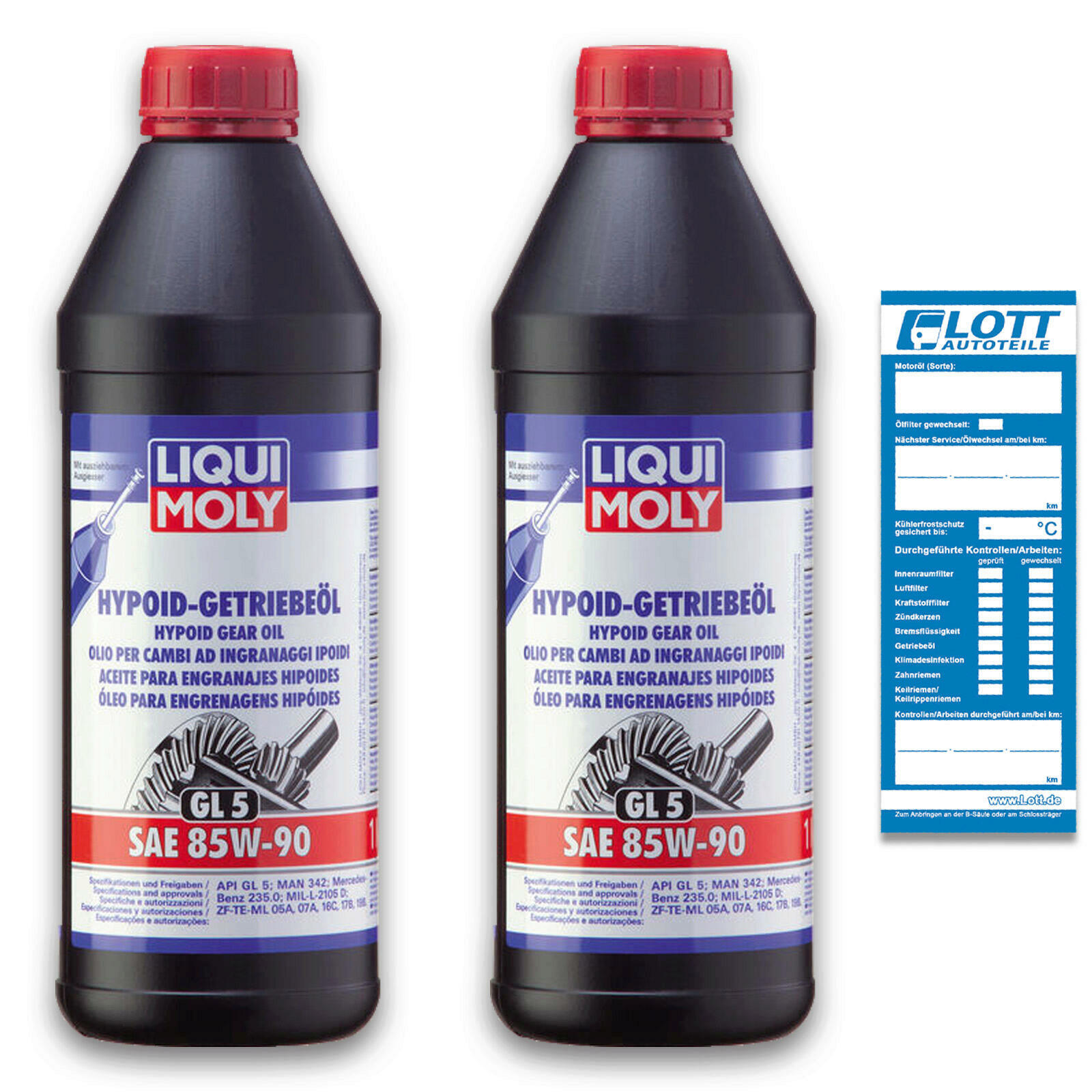 2x 1 Liter Liqui Moly Hypoid-Getriebeöl Getriebeöl (GL5) SAE 85W-90 2 Liter 1035