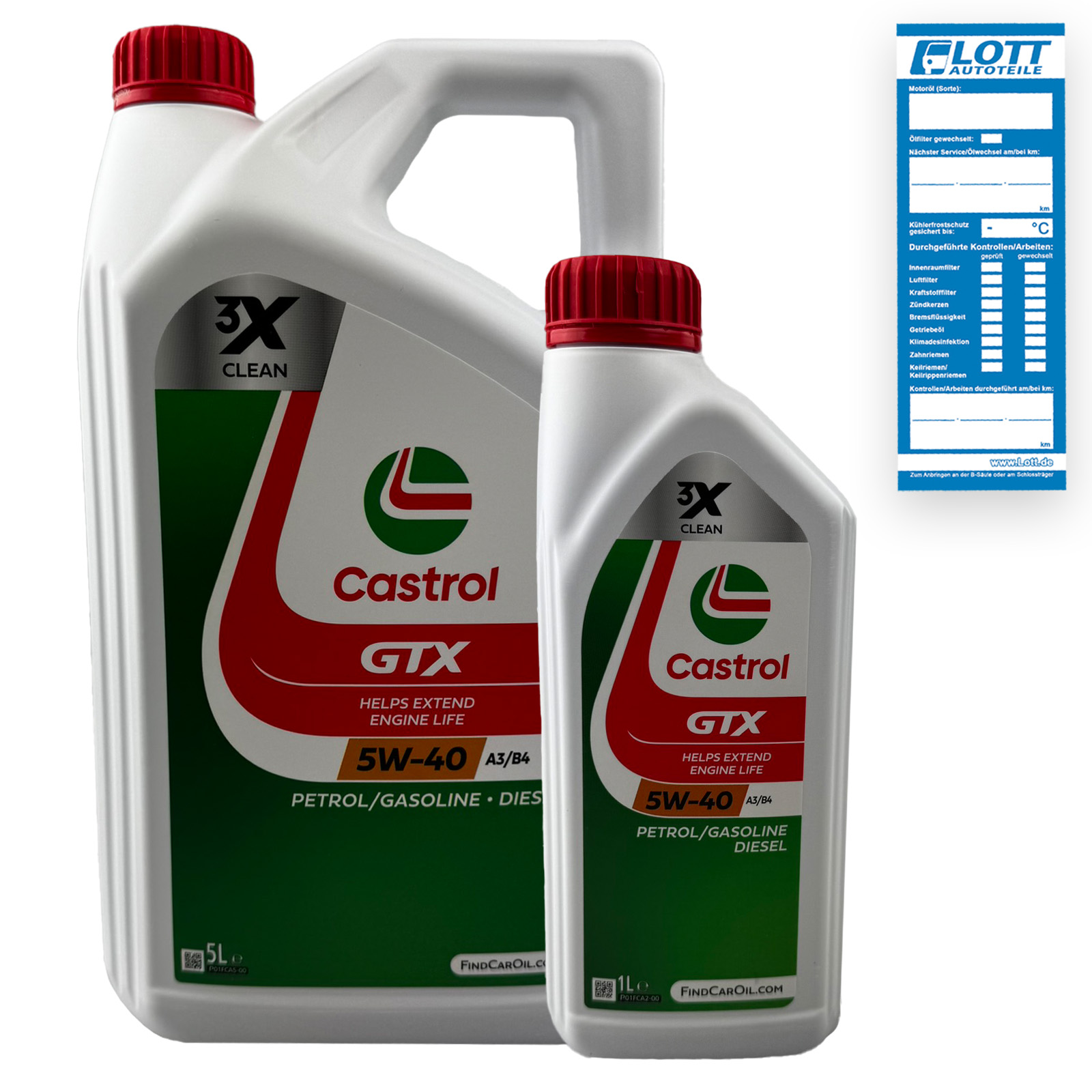 6L Castrol Motoröl GTX 5W-40 ACEA A3/B4 BMW LL-01 VW 502.00 505.00 MB 229.3 Ö