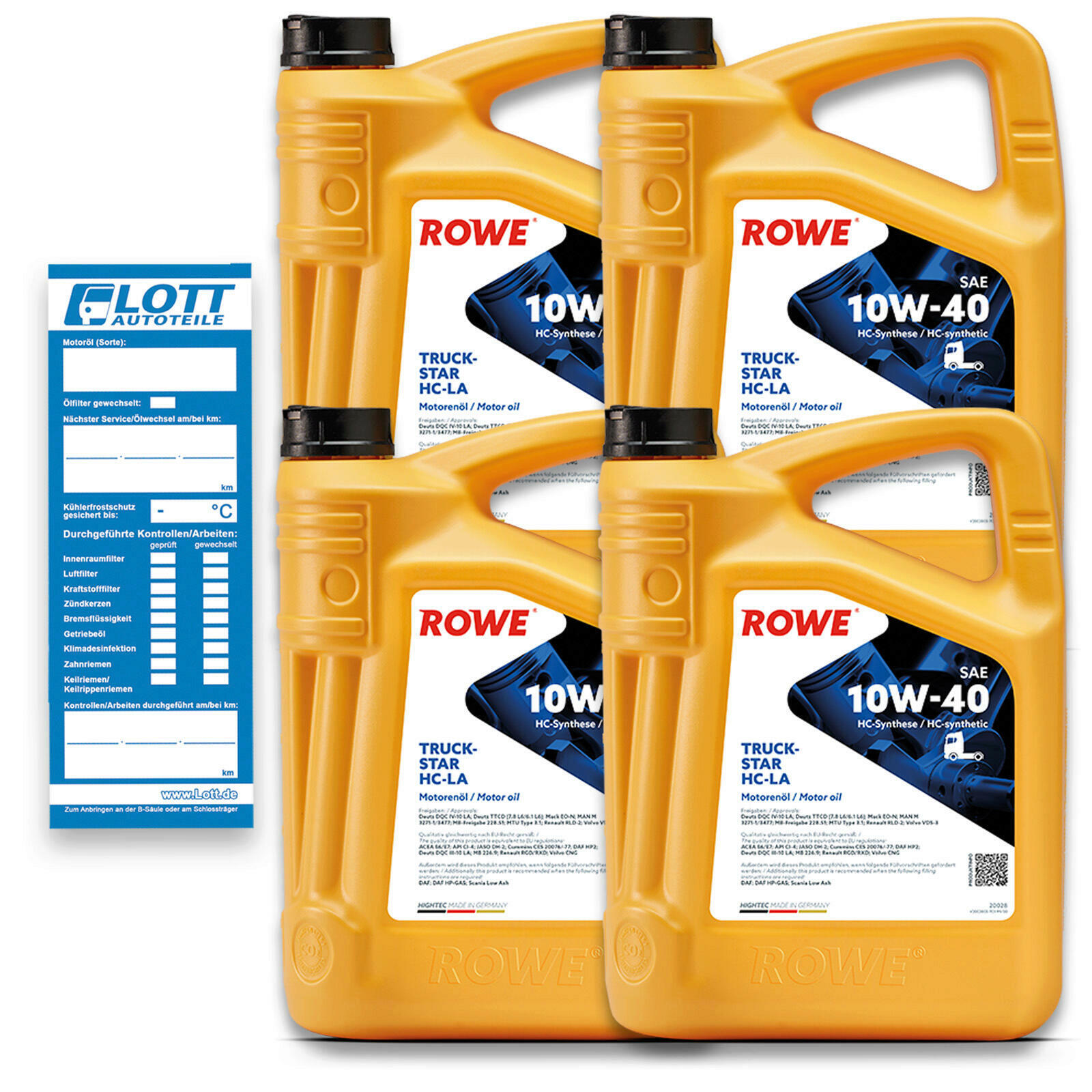 20L ROWE HIGHTEC TRUCKSTAR 10W-40 HC-LA Motoröl ACEA E6 E7 MB 228.51 DEUTZ MAN