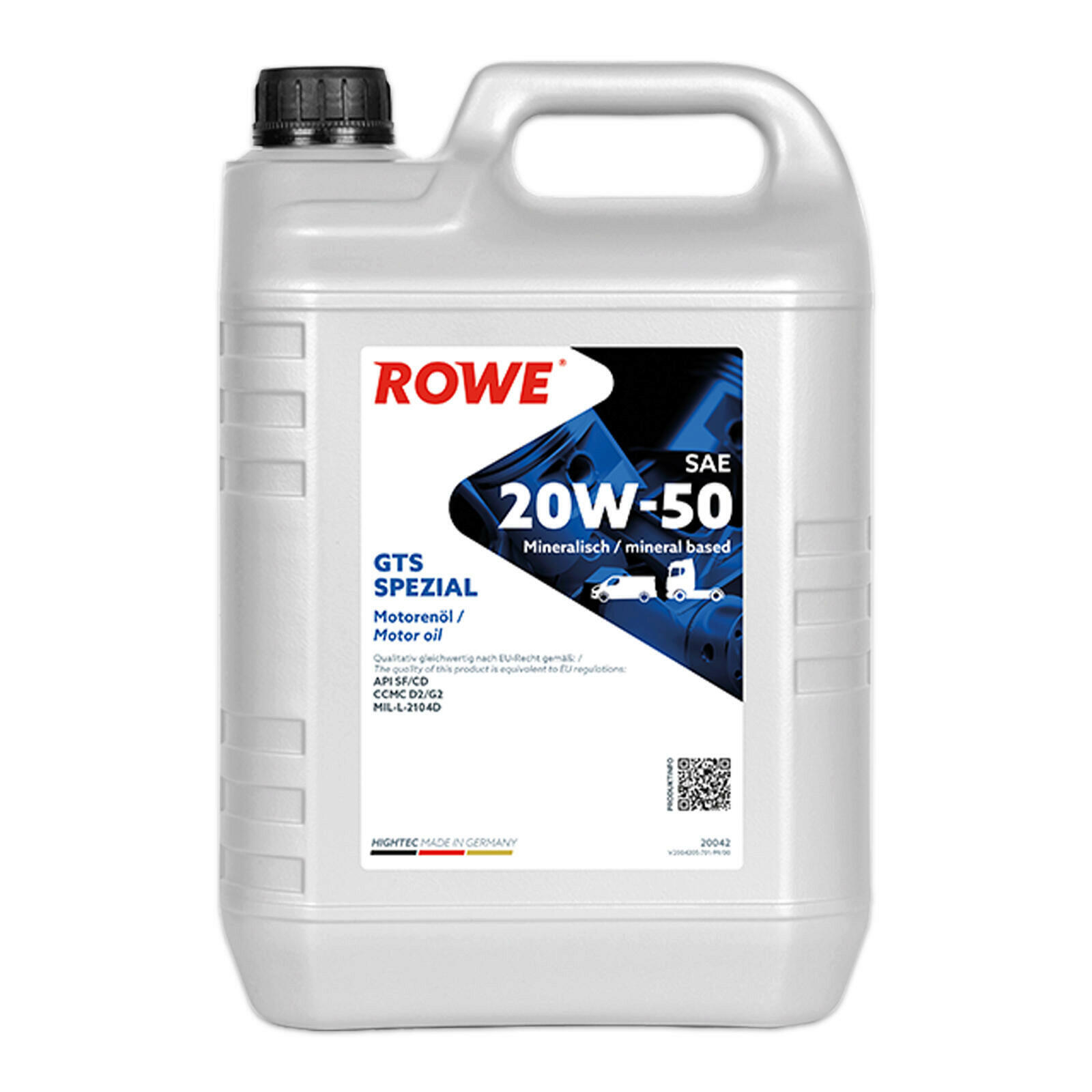 10L ROWE Hightec GTS Spezial Motoröl 20W-50 API SF/CD Oldtimer Ö Made in Ger.