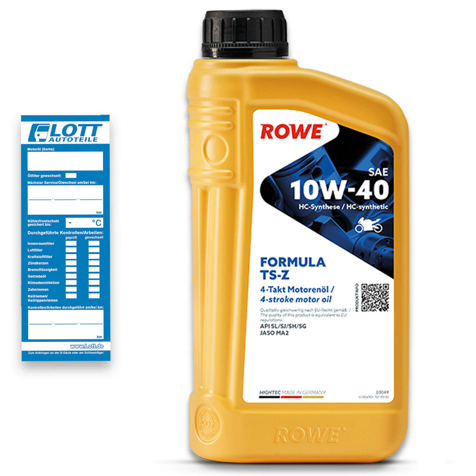 6L ROWE HIGHTEC FORMULA 10W-40 TS-Z 4-Takt Motorradöl Motoröl API SL/SJ/SH/SG