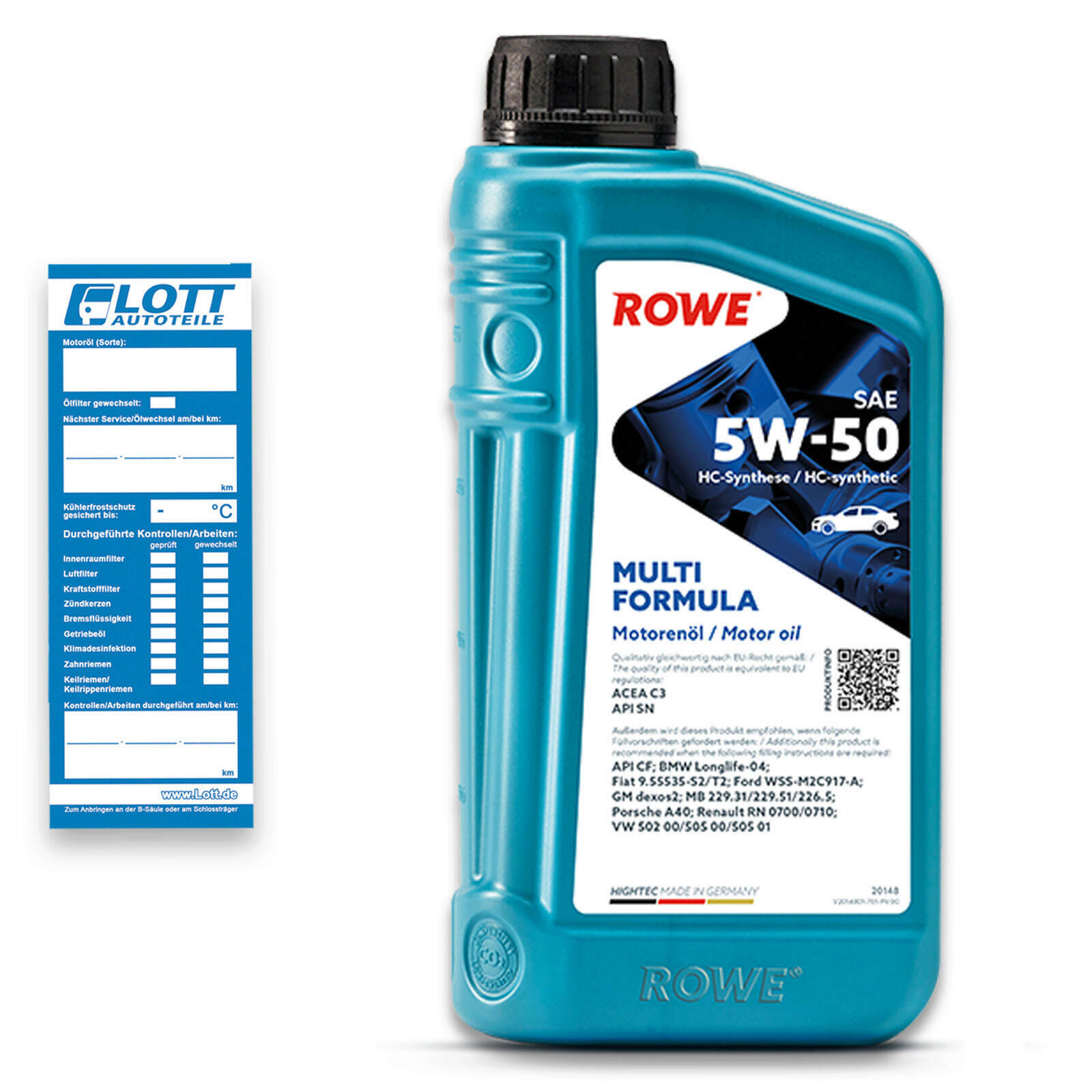 9L ROWE HIGHTEC MULTI FORMULA 5W-50 Motoröl Dexos 2 VW 502.00 505.00 BMW LL-04