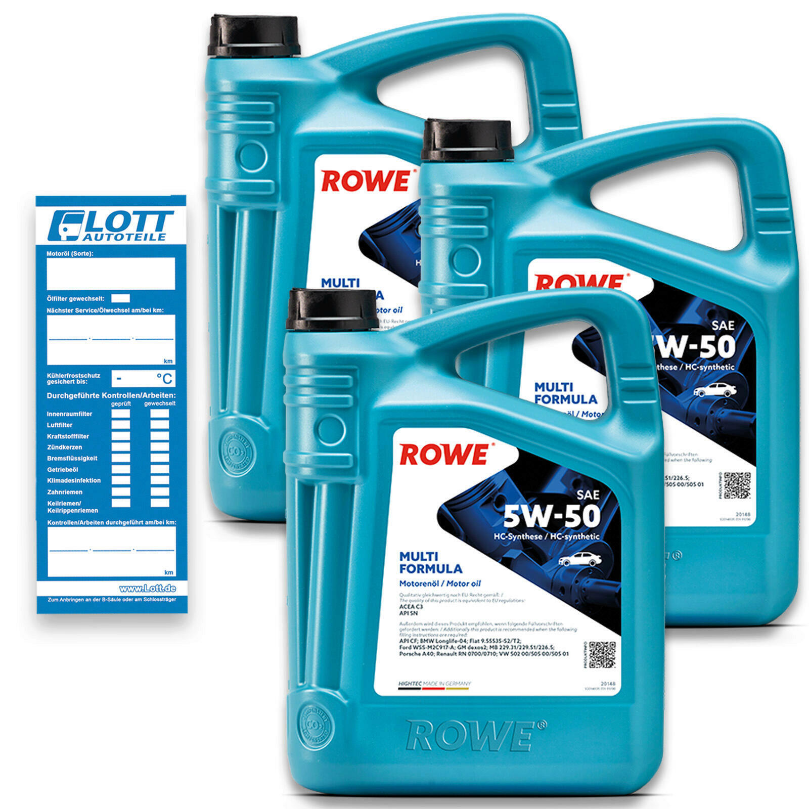 15L ROWE HIGHTEC MULTI FORMULA 5W-50 Motoröl Dexos 2 VW 502.00 505.00 BMW LL-04