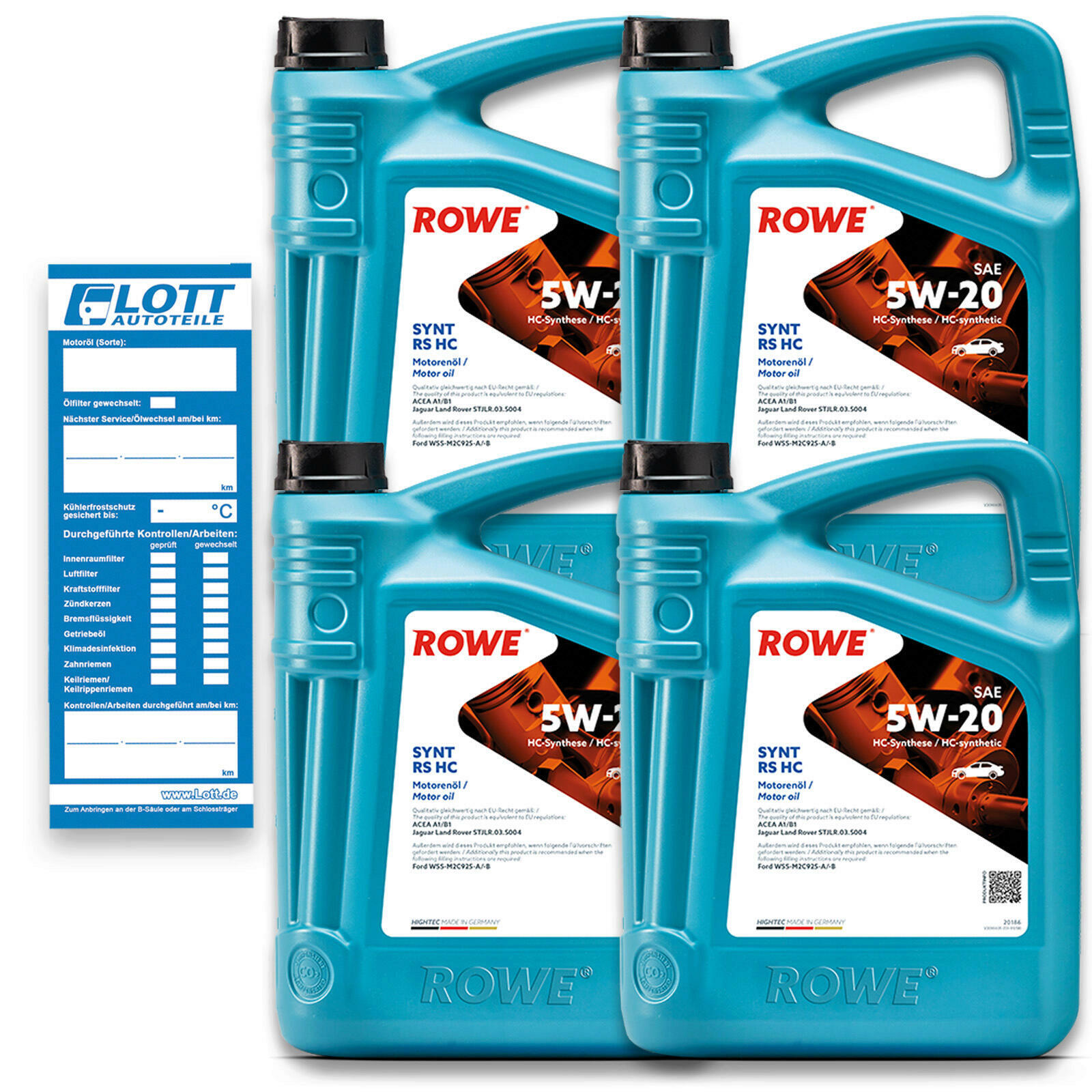 20L ROWE HIGHTEC SYNT RS HC SAE 5W-20 Motoröl ACEA A1/B1 Ford WSS-M2C925-A/-B