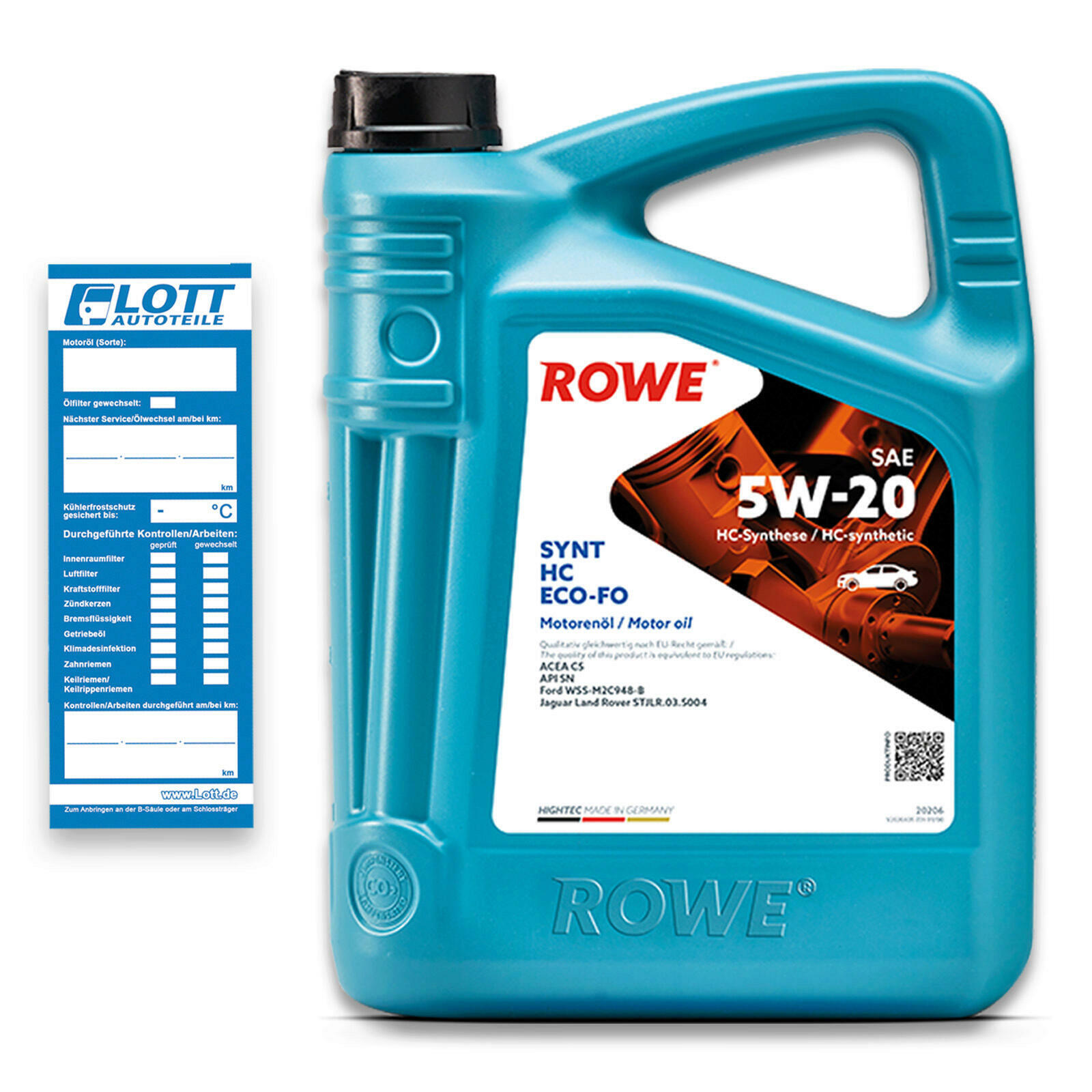 20L ROWE HIGHTEC SYNT HC ECO-FO SAE 5W-20 Motoröl ACEA C5 FORD WSS-M2C948-B