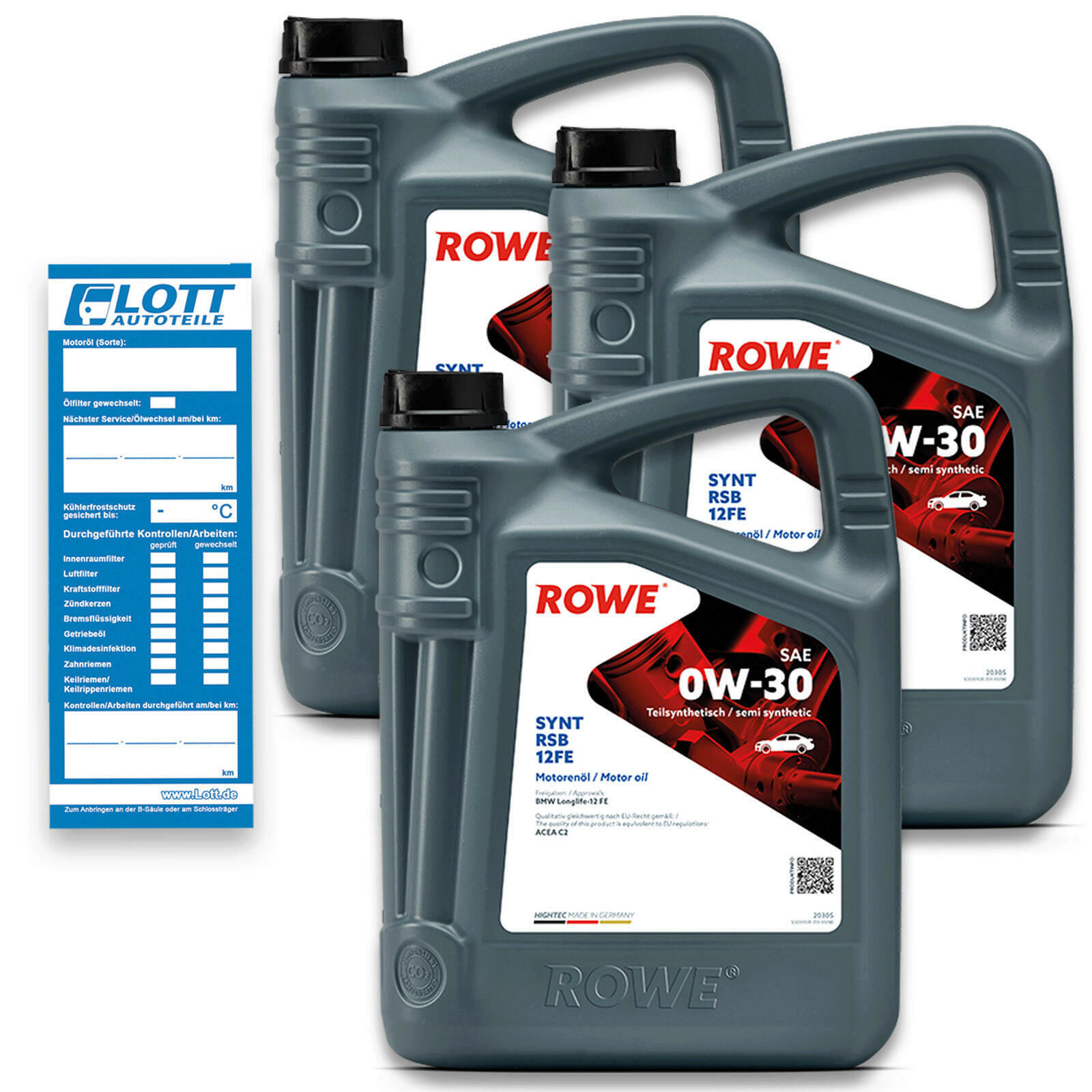 15L ROWE HIGHTEC SYNT RSB 12FE 0W-30 Motoröl BMW Longlife-12 FE ACEA C2 Motoröl