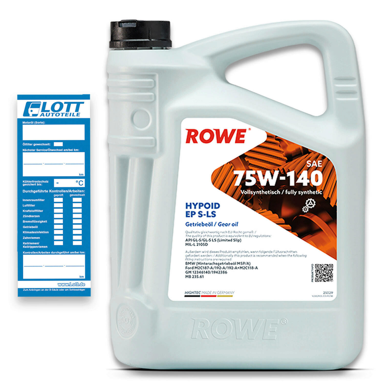 6L Rowe Hightec Hypoid EP 75W-140 Getriebeöl API GL-5 / GL-5 LS (Limited Slip)