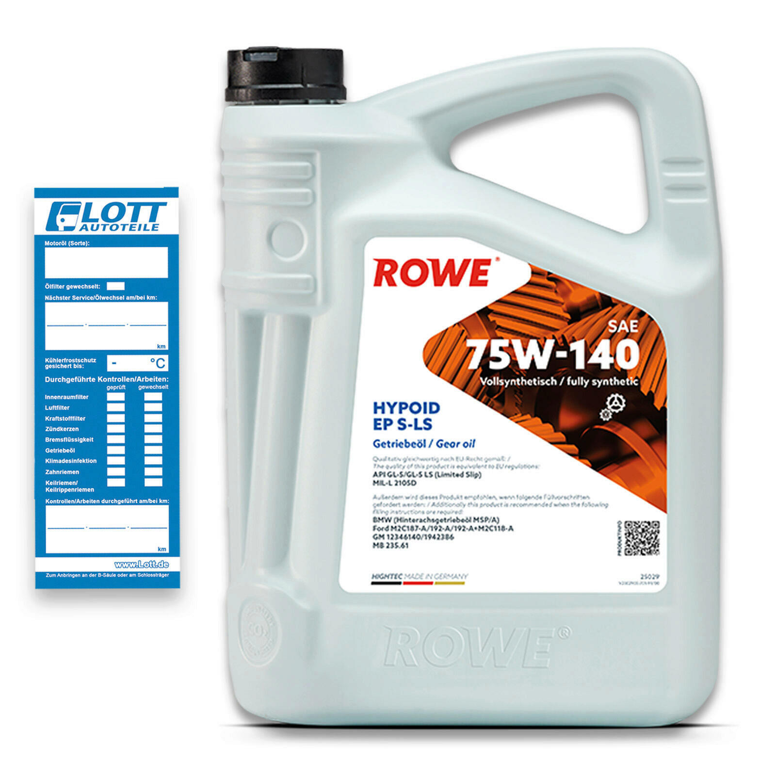 20L Rowe Hightec Hypoid EP 75W-140 Getriebeöl API GL-5 / GL-5 LS (Limited Slip)