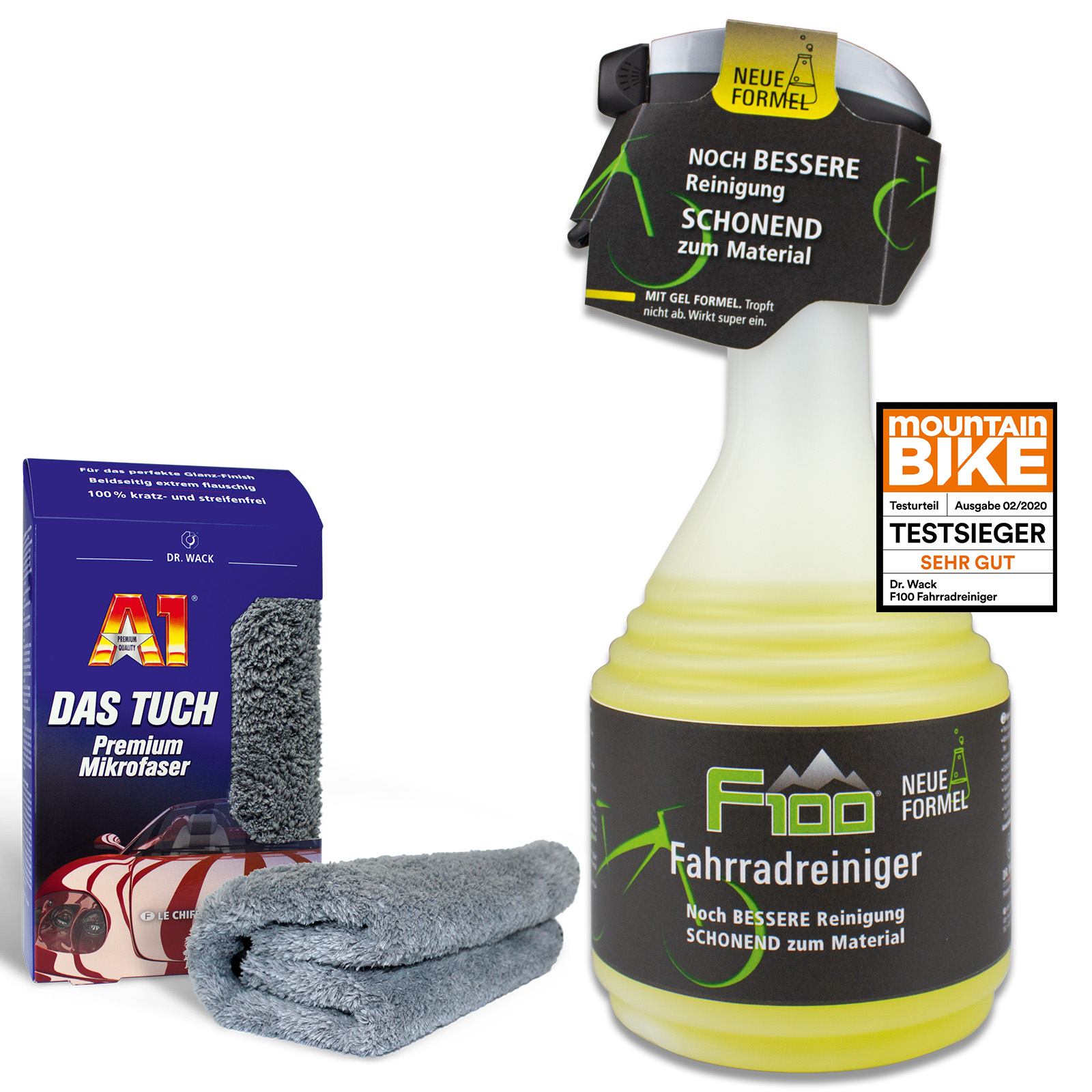 Dr.Wack F100 Fahrrad E-Bike Reiniger NEUE FORMEL Powergel 750ml + Microfasertuch