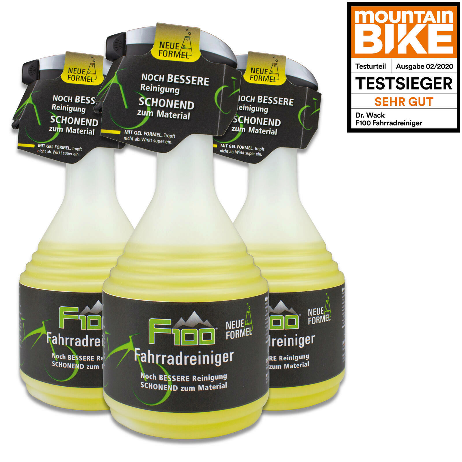 3x Dr.Wack F100 Fahrrad E-Bike Reiniger NEUE FORMEL Pflege Reiniger 750ml