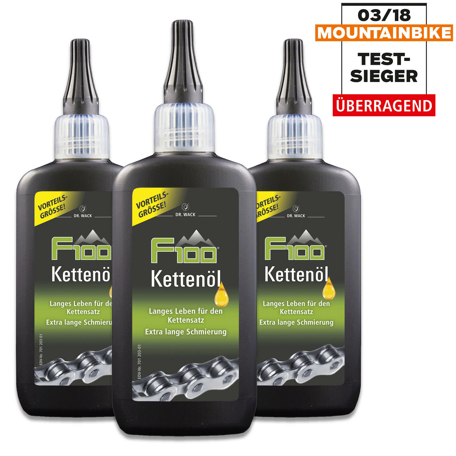 3x Dr.Wack F100 Fahrradöl Kettenöl Flasche Pflege Rostschutz Schmiermittel 100ml