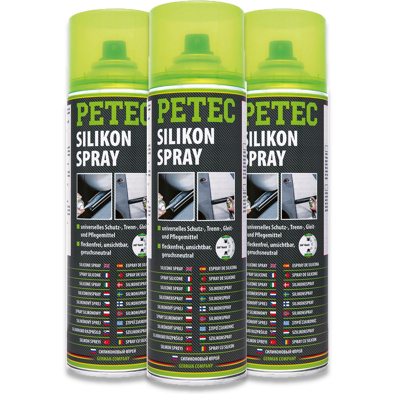 3x PETEC Silikonspray Trennmittel Kunststoffpflege Imprägnierung 500ml Silikon