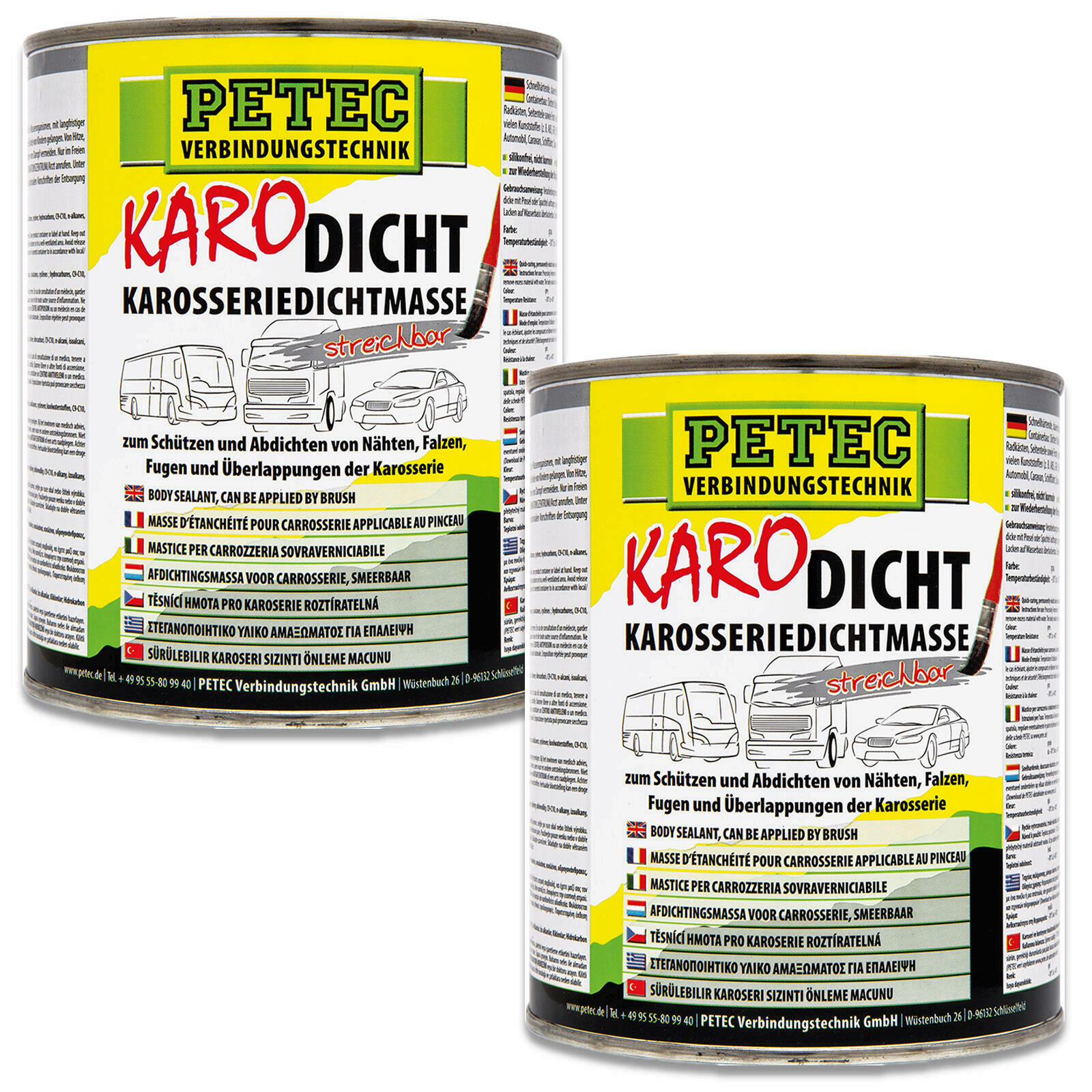 2x 1000ml Petec Karo-Dicht Karosseriedichtmasse Pinseldose Klebemittel Dichtung