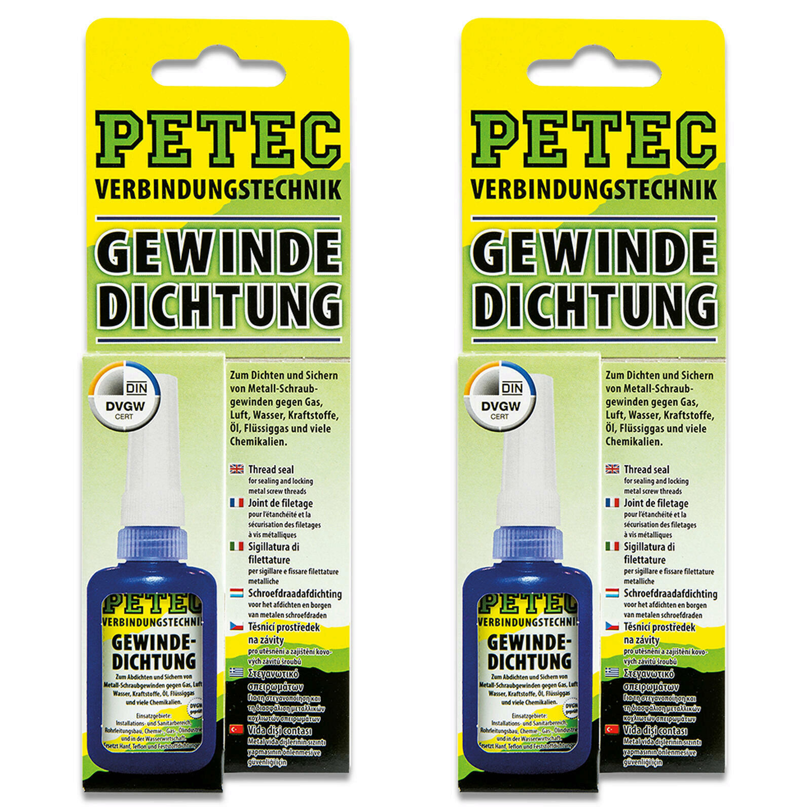 2x 15g Petec 97216 Gewindedichtung Flasche 30Gramm SB-Karte blau Dichtungsmittel