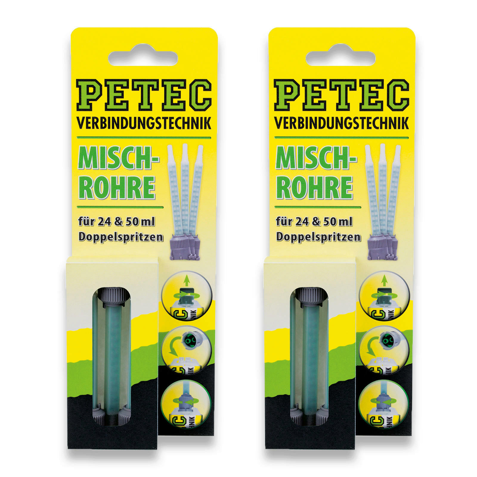 2x Petec 98603 Mischrohr Statikmischrohr Kartuschen Doppelspritze 50 ml SB-Karte