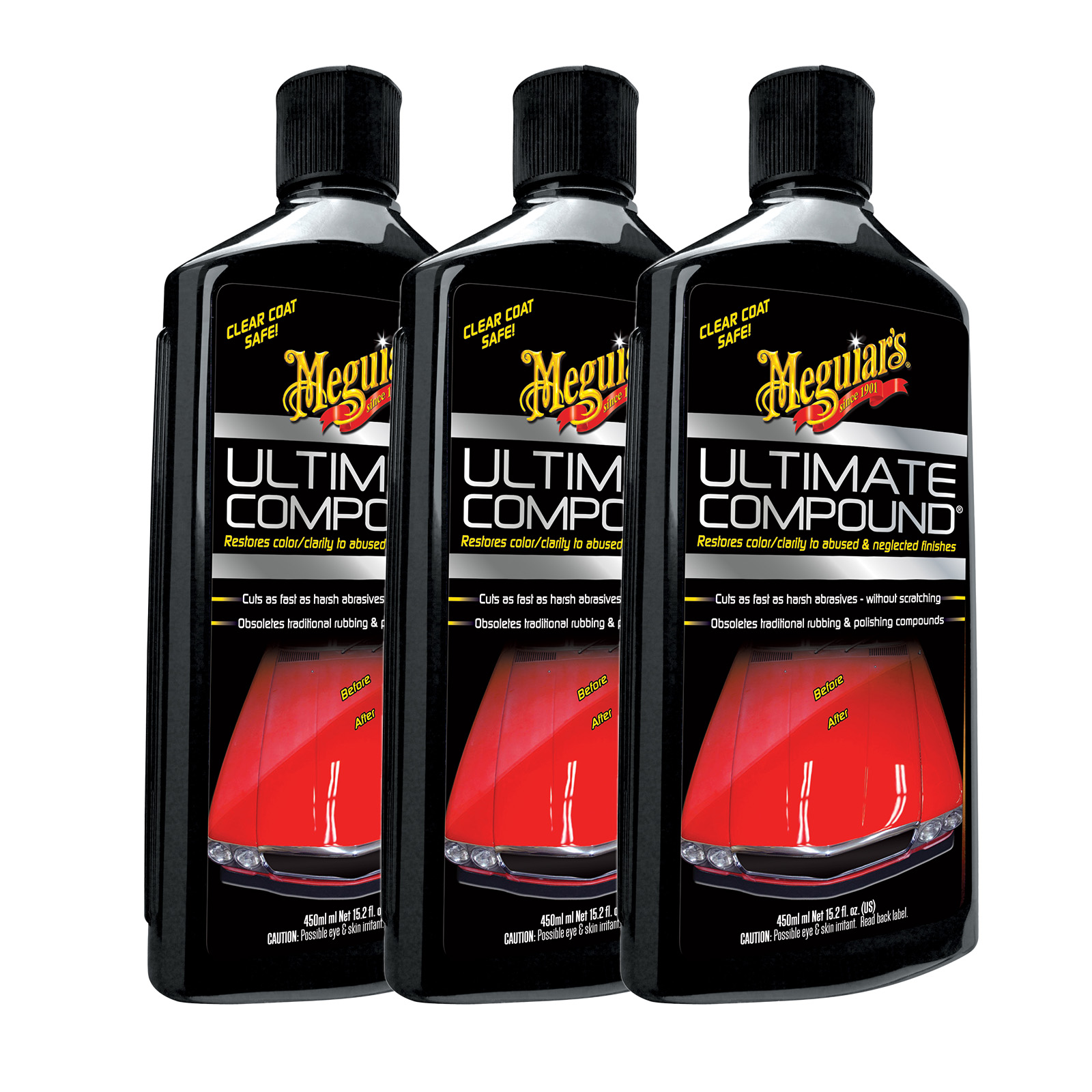 3x Meguiars Ultimate Compound Schleif- und Polierpaste LackreinigerG17216 450ml