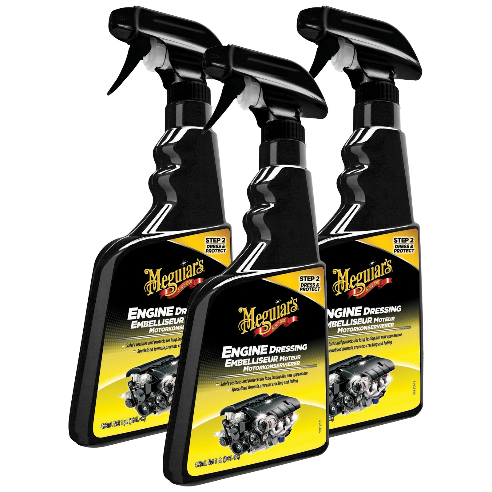 3x Meguiars Engine Dressing Motorkonservierer 473ml Motorraumkonservierung