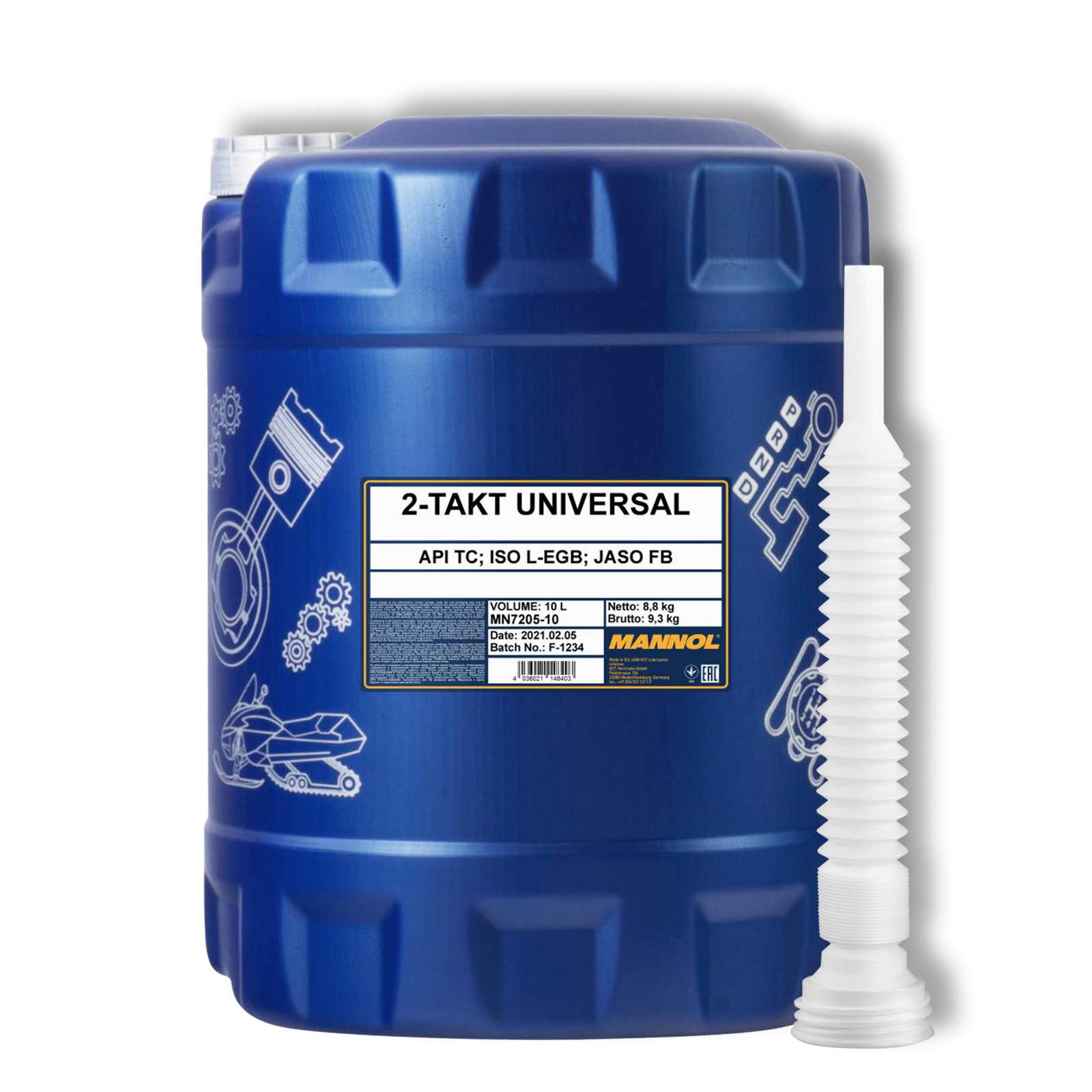 10L Mannol 2-Takt Universal Öl Motoröl Motorrad API TC JASO FB + Schlauch