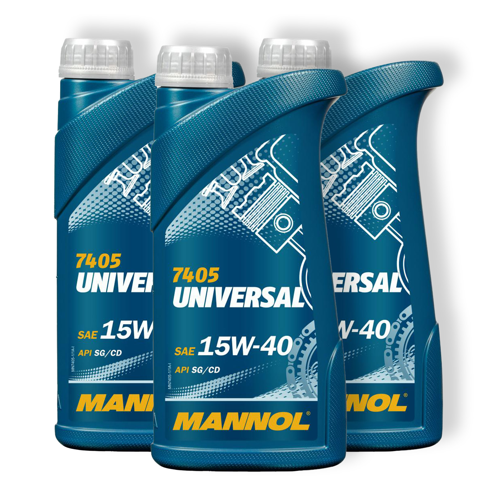 3x 1L Mannol MN7405-10 Motoröl Universal 15W-40 hochwertiges Motorenöl API SG/CD