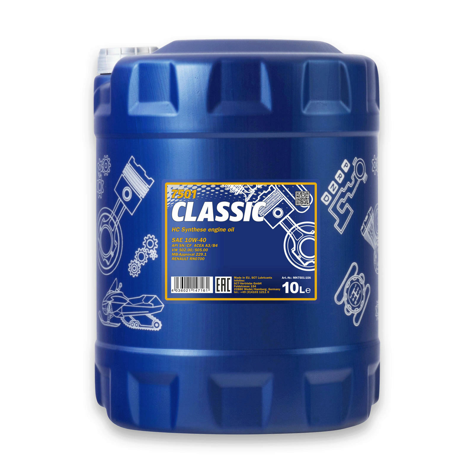 10L Mannol Classic 10W-40 Motoröl passend für VW 502.00 505.00 MB 229.1 + Auslaufschlauch