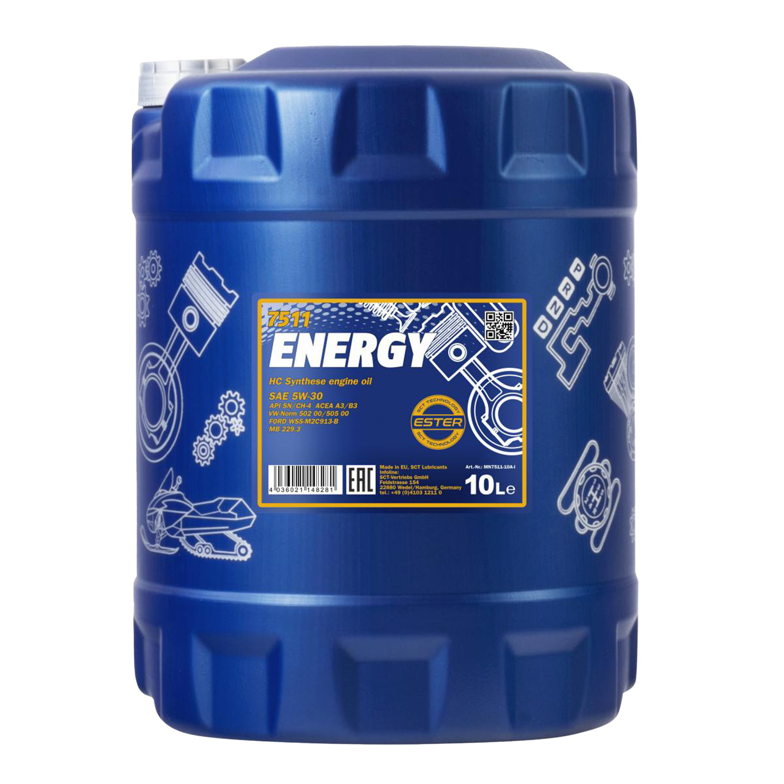 10L Mannol Energy 5W-30 Motoröl passend für VW 502.00 505.00 MB 229.3 ACEA A3 B3 + Schlauch